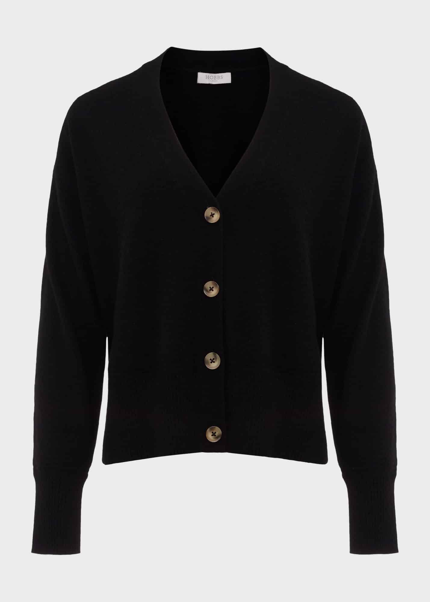 Karina Cashmere Cardigan, Black, hi-res