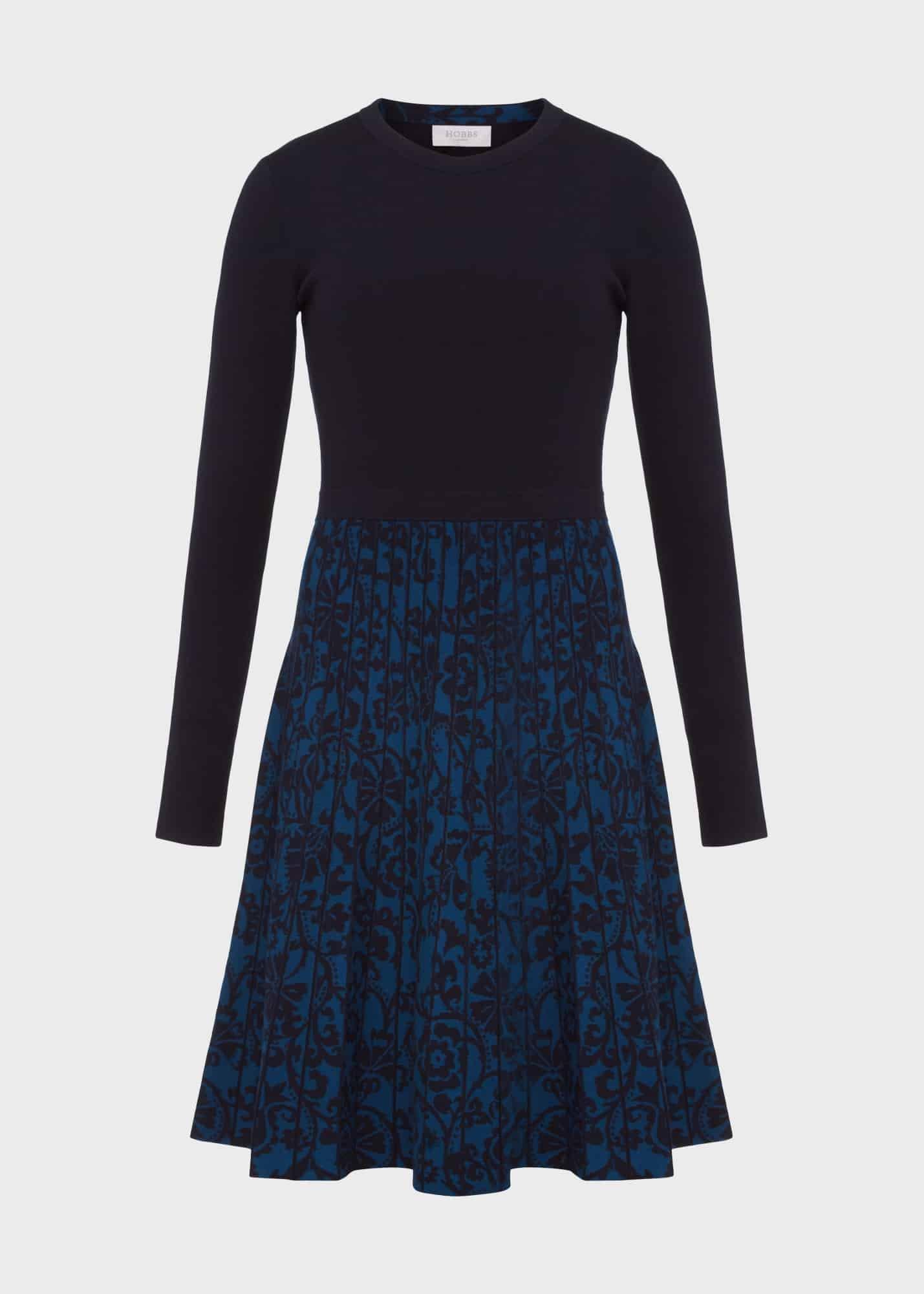 Gill Knitted Dress, Hobbs Navy Blue, hi-res