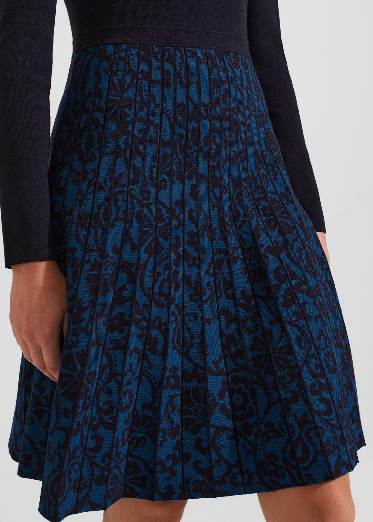 Gill Knitted Dress, Hobbs Navy Blue, hi-res