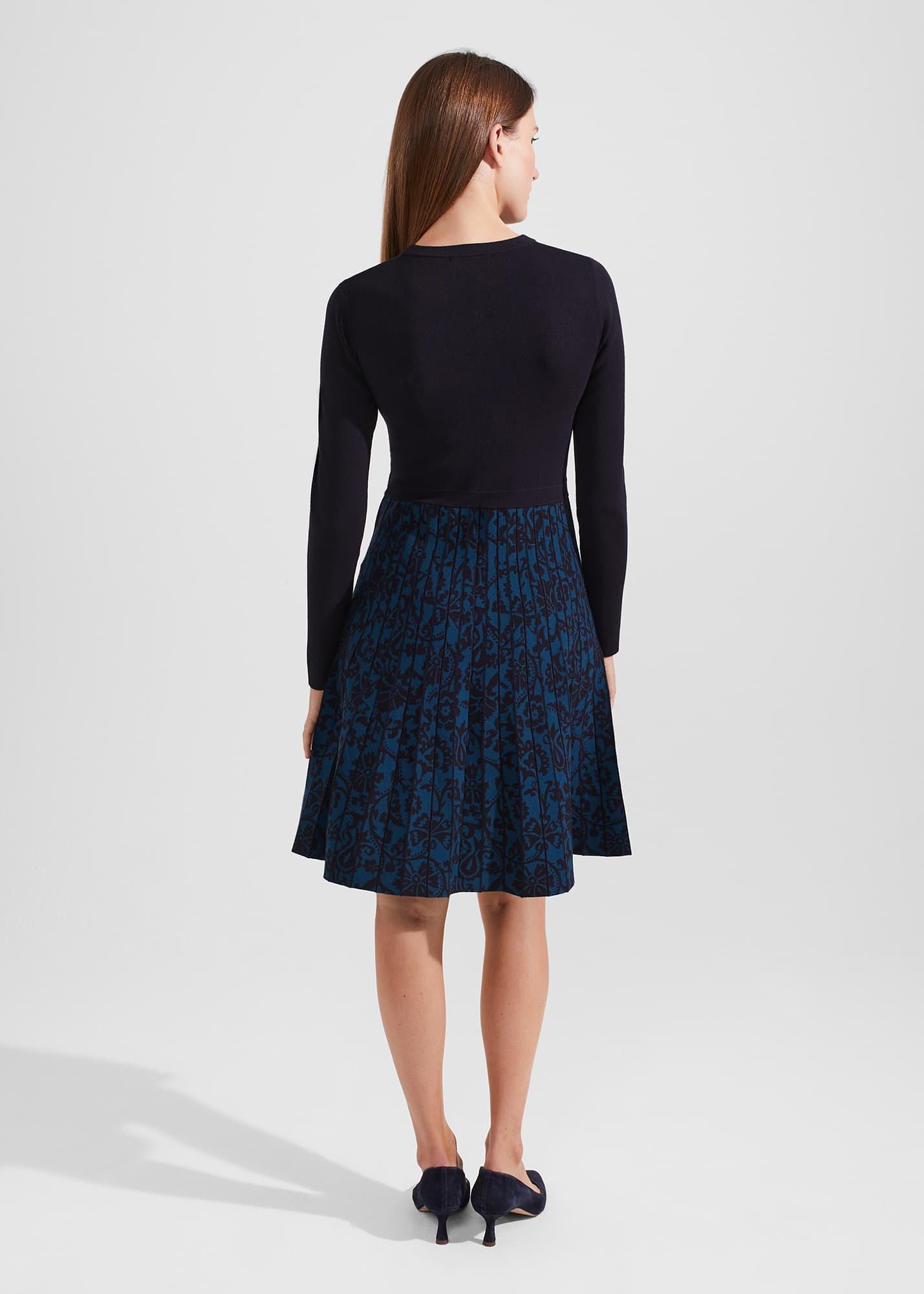 Gill Knitted Dress, Hobbs Navy Blue, hi-res