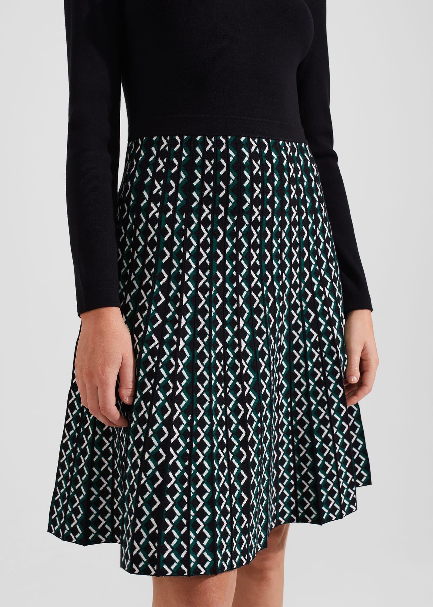 Elena Knitted Dress, Black Green, hi-res