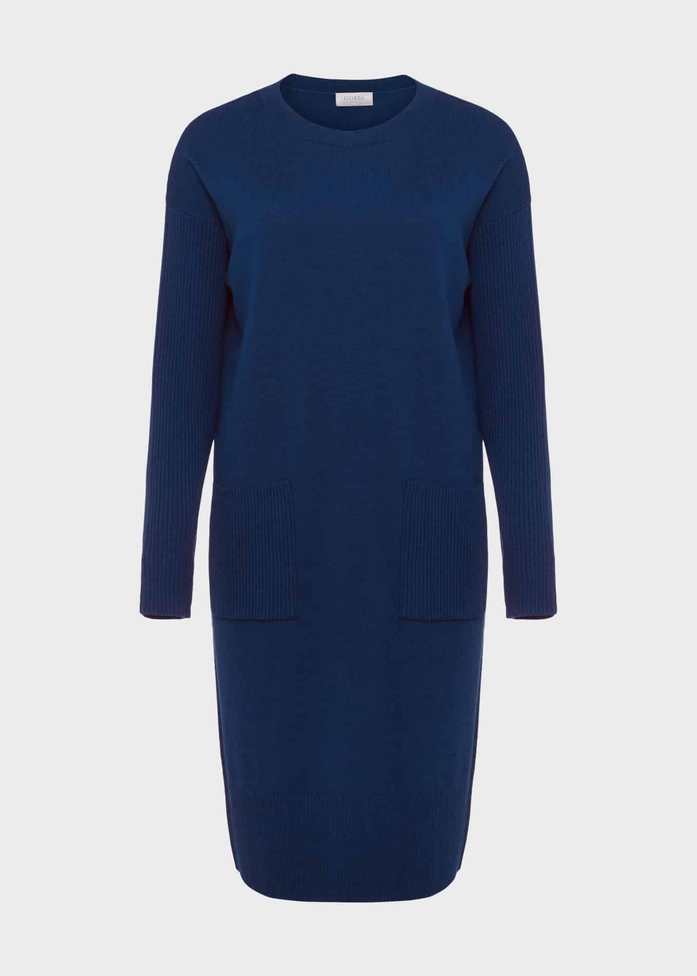 Devora Knitted Dress With Cashmere, Steel Blue, hi-res