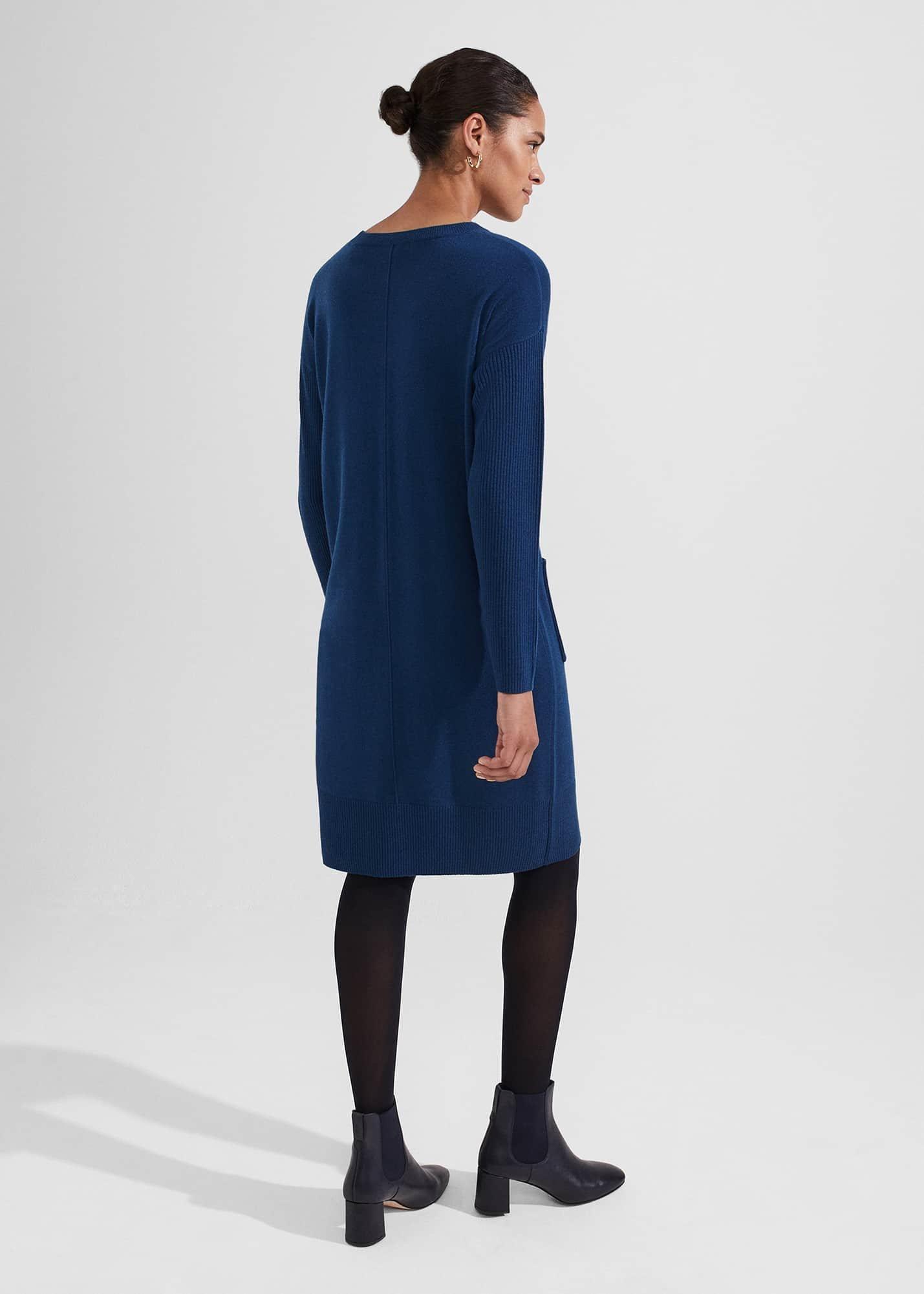 Devora Knitted Dress With Cashmere, Steel Blue, hi-res