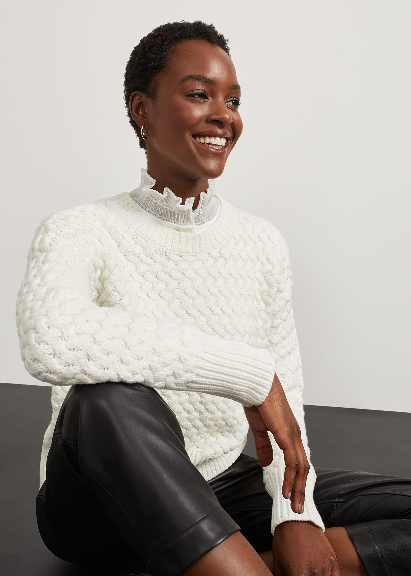 Sanford Cotton Blend Jumper, Hobbs Ivory, hi-res