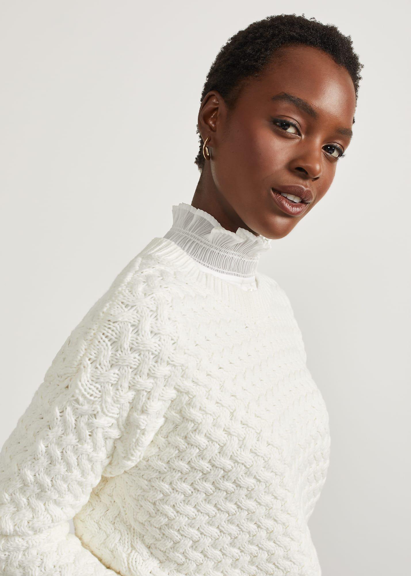 Sanford Cotton Blend Jumper, Hobbs Ivory, hi-res