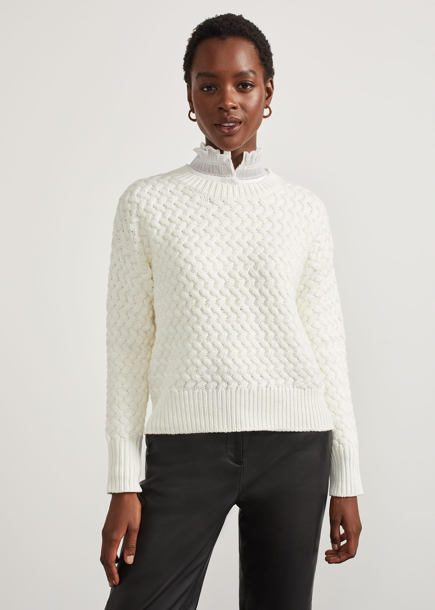 Sanford Cotton Blend Jumper, Hobbs Ivory, hi-res