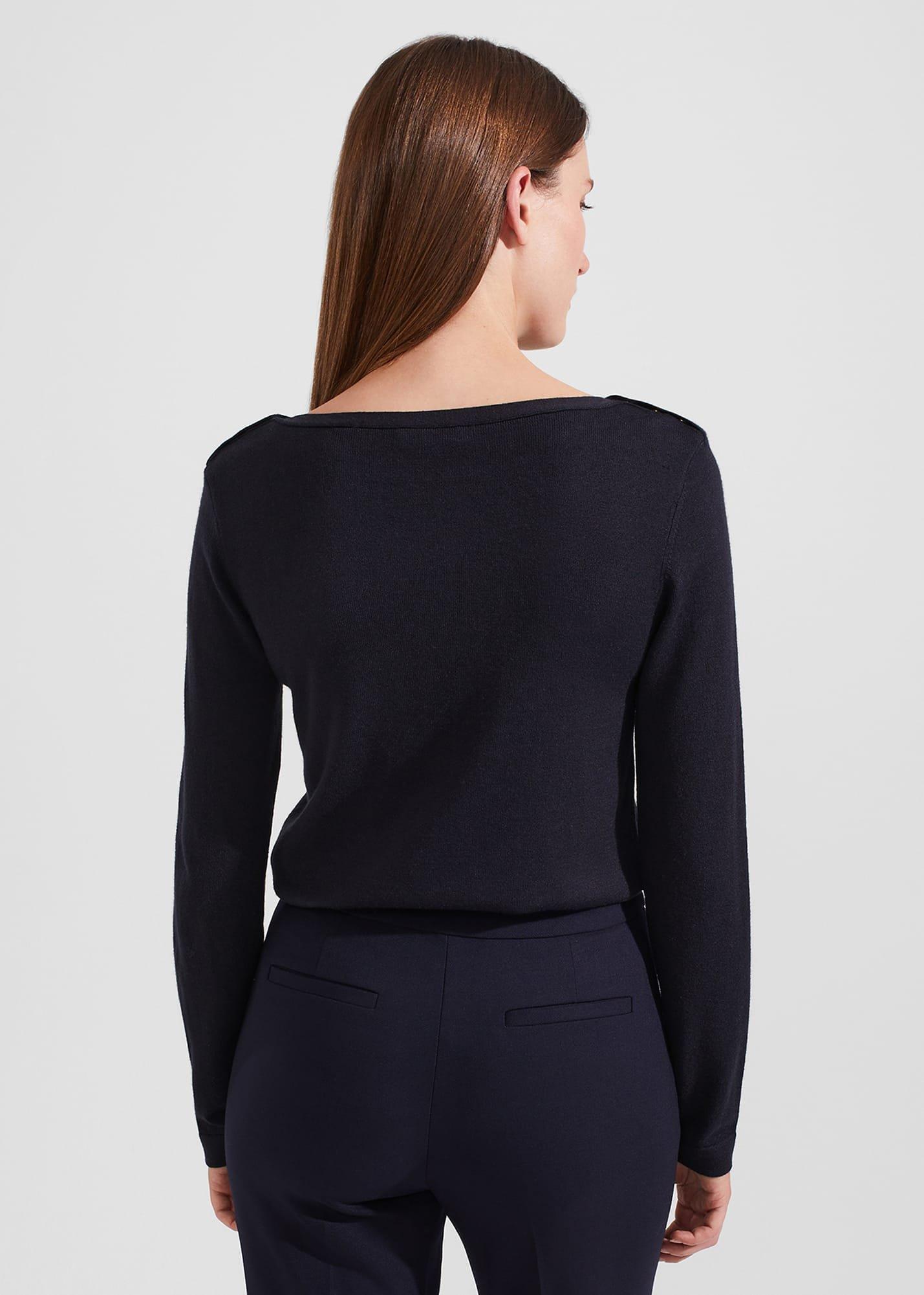 Petula Jumper With Wool, Hobbs Navy, hi-res