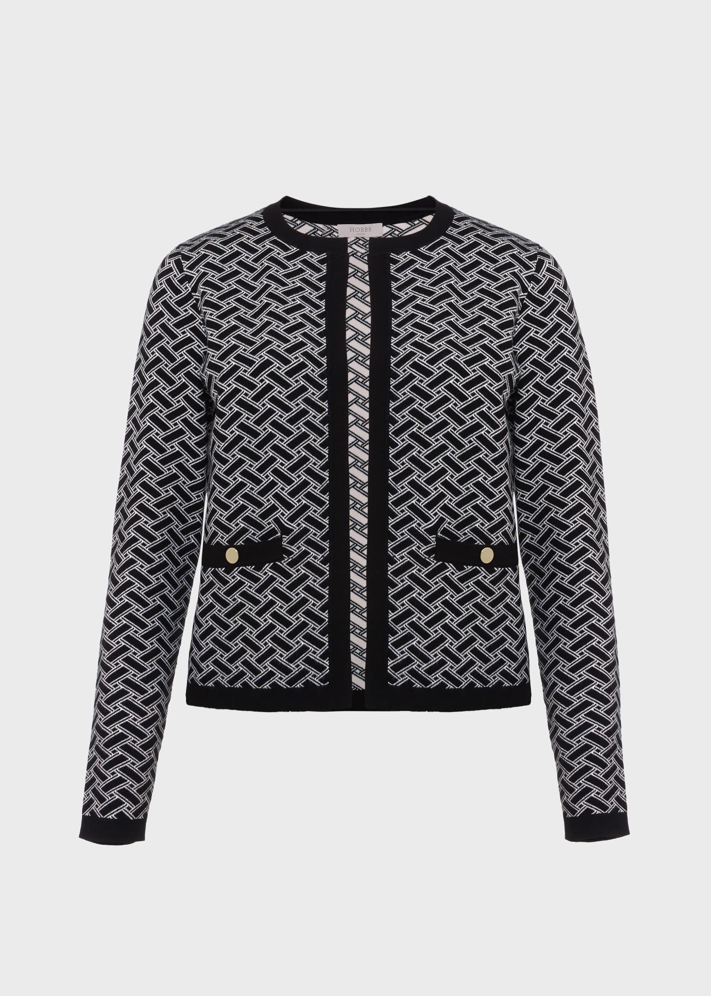 Perrie Knitted Jacket, Black Ivory, hi-res