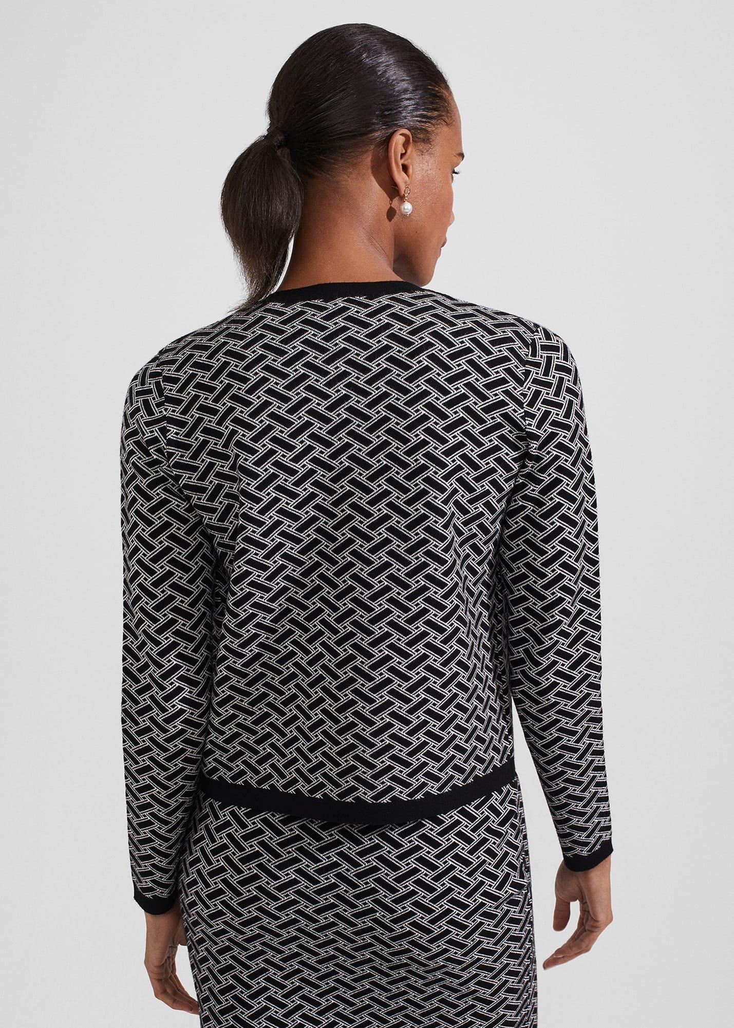 Perrie Knitted Jacket, Black Ivory, hi-res