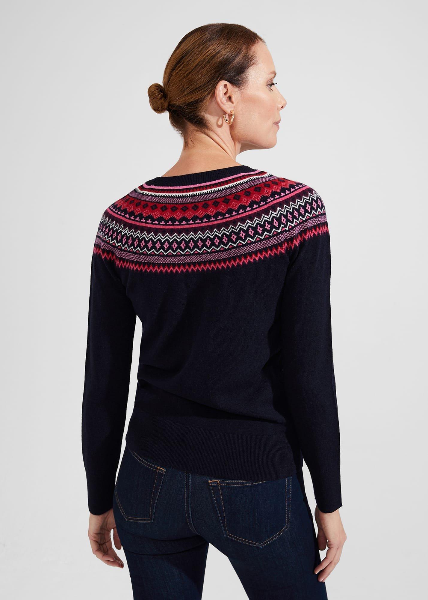 Greta Fairisle Sweater With Cashmere, Navy Multi, hi-res