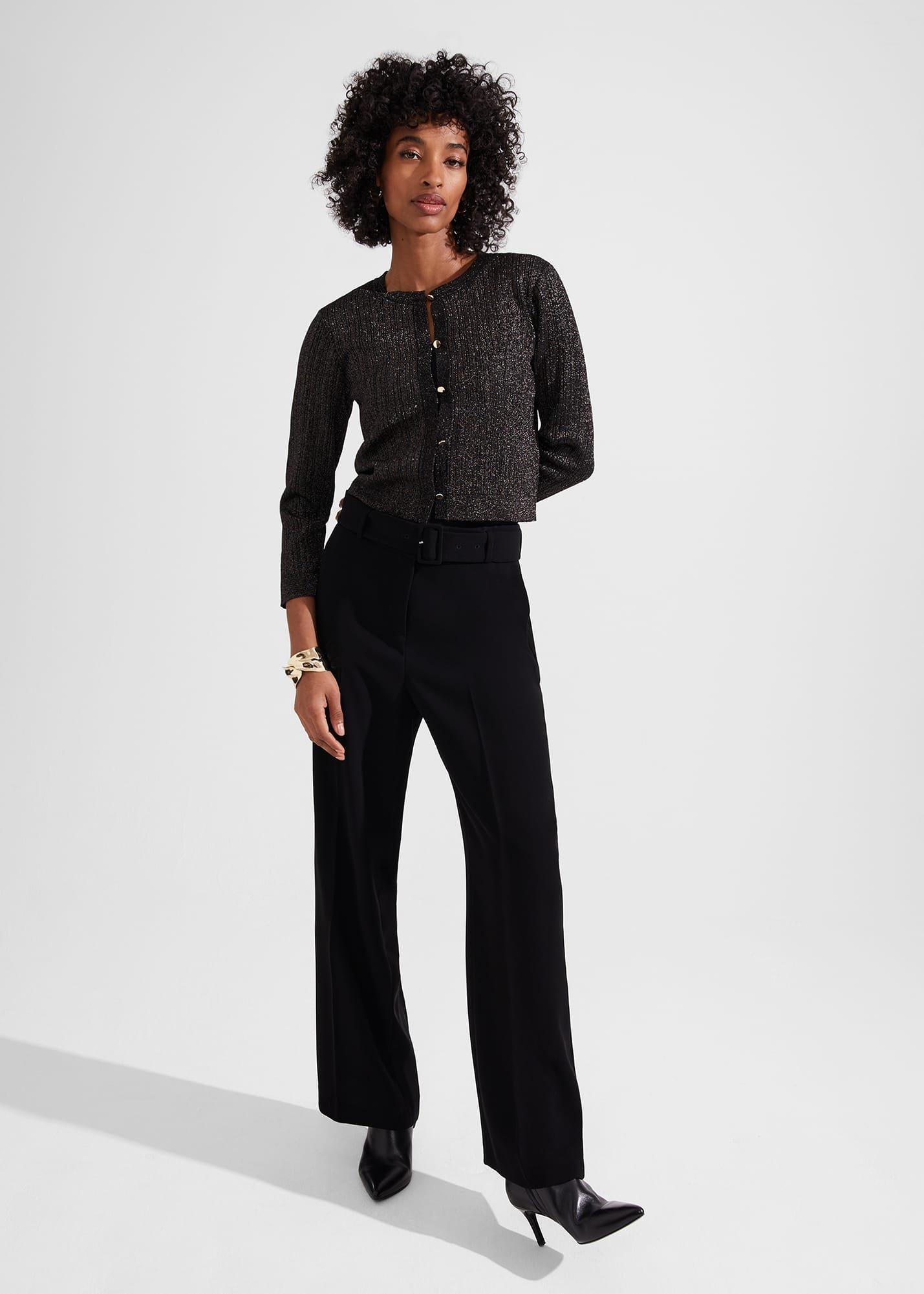 Reena Sparkle Ribbed Knitted Cardigan, Black Gold, hi-res