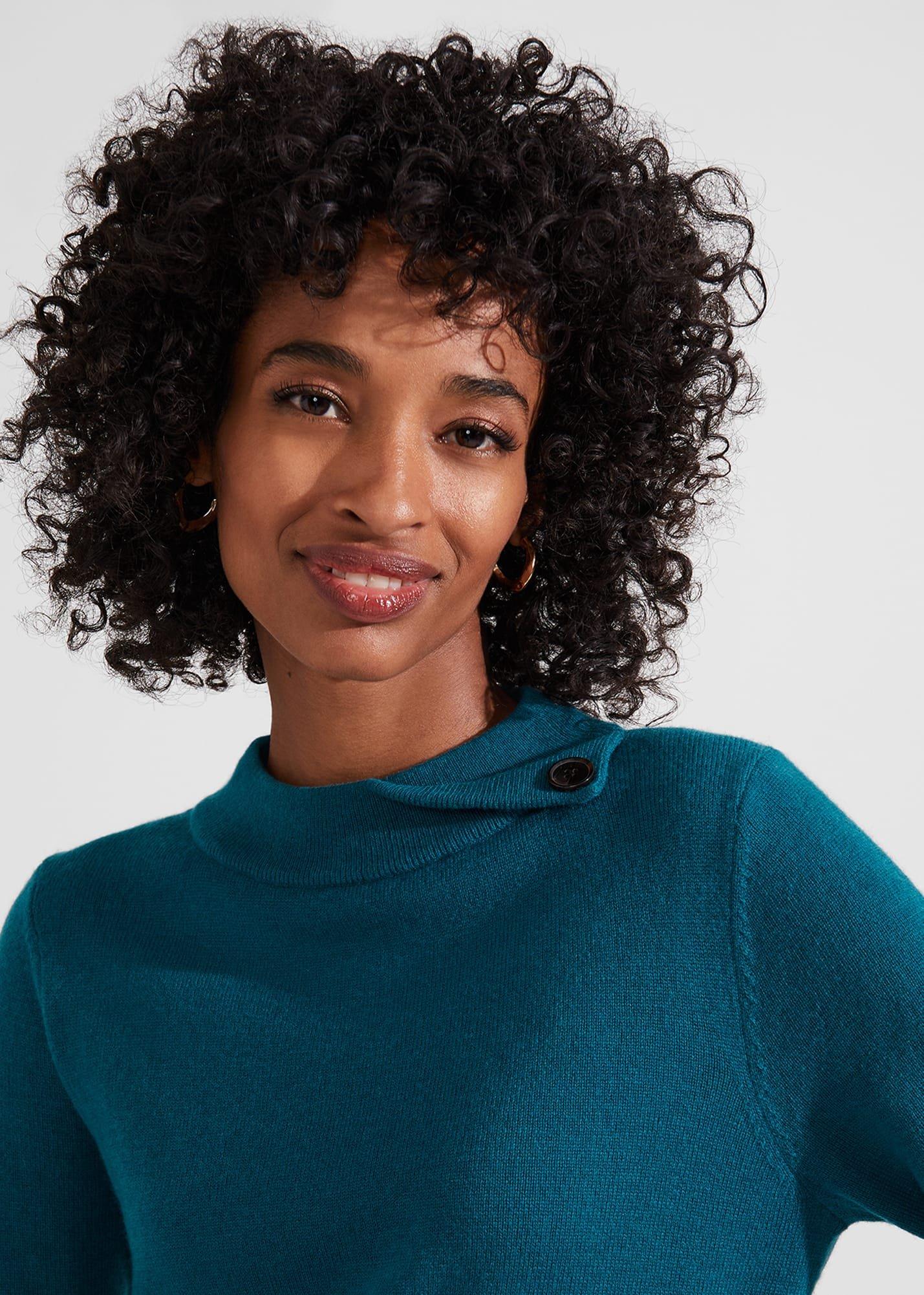 Talia Wool Cashmere Jumper, Petrol Blue, hi-res