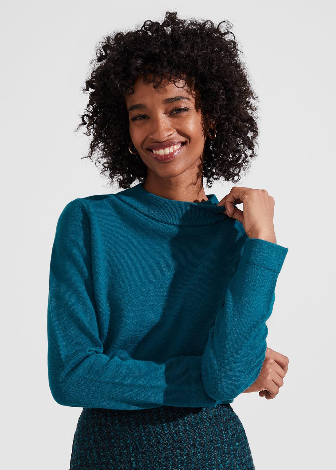 Talia Wool Cashmere Jumper, Petrol Blue, hi-res
