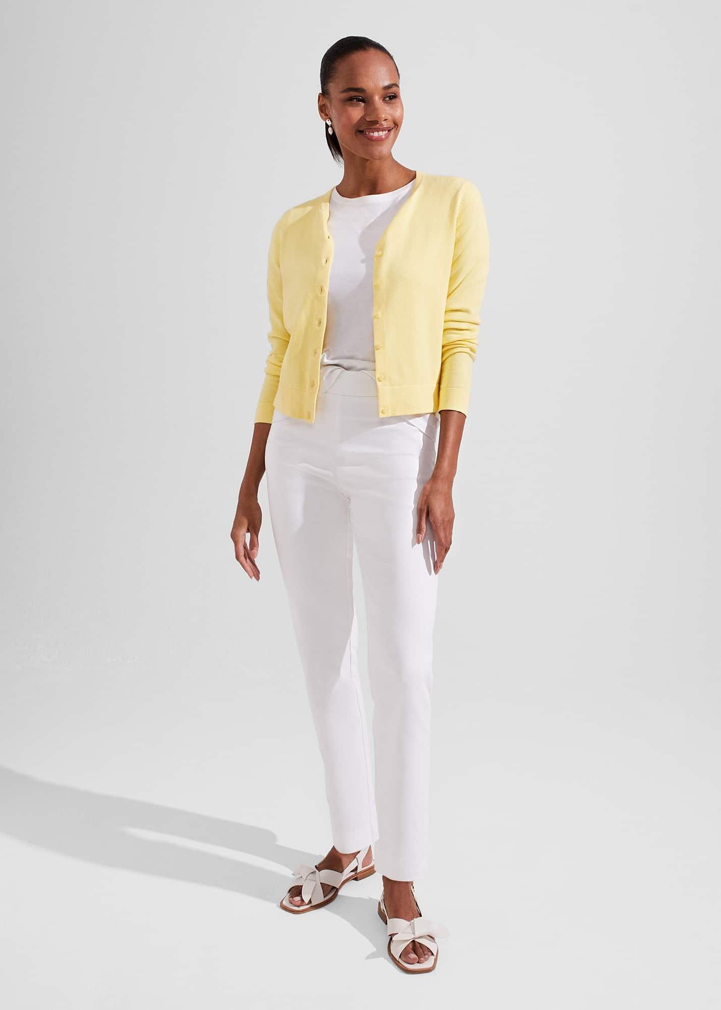 Michelle Cotton Cardigan, Lemon Zest, hi-res