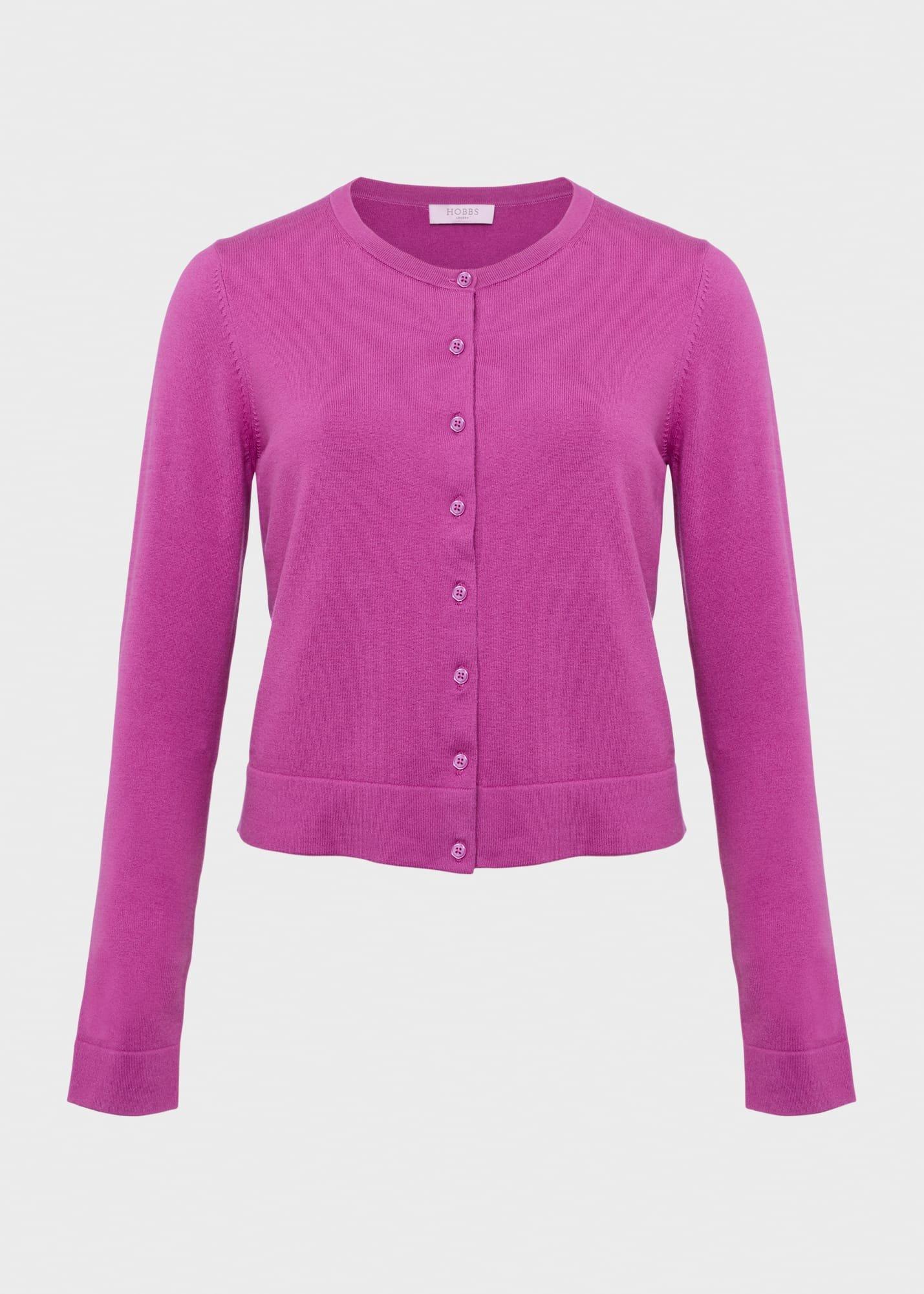 Michelle Cotton Cardigan, Violet Pink, hi-res