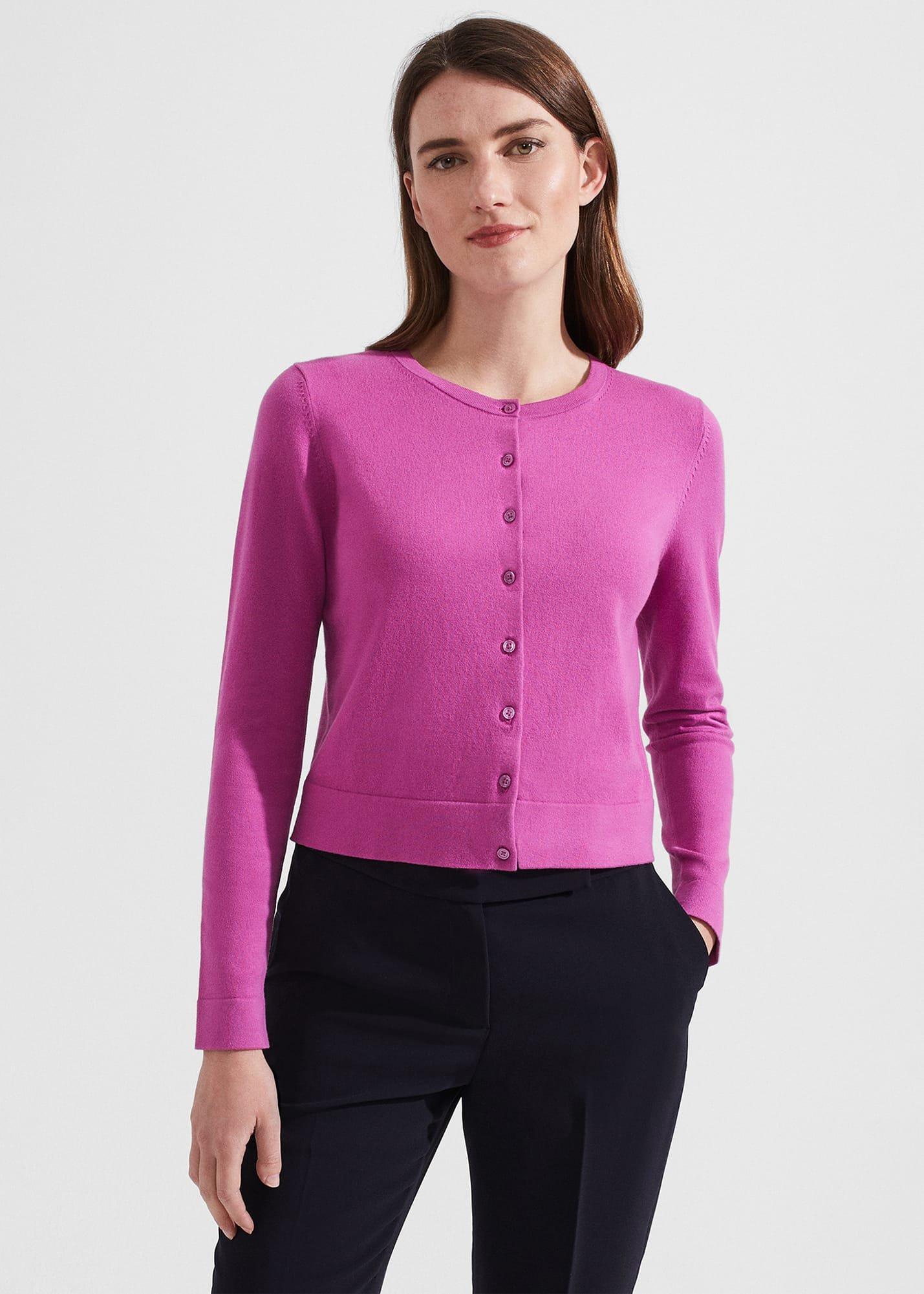 Michelle Cotton Cardigan, Violet Pink, hi-res