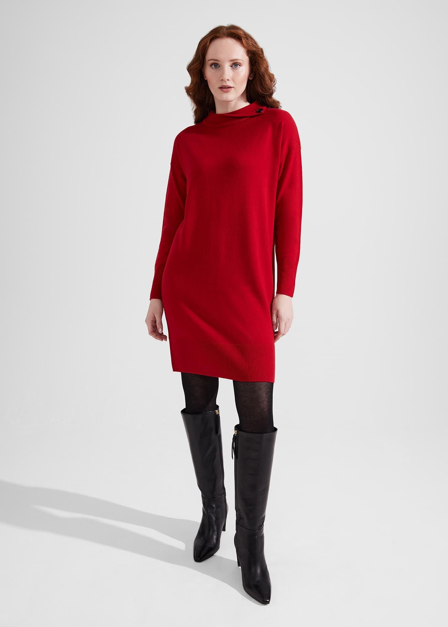 Talia Knitted Dress With Cashmere, True Red, hi-res