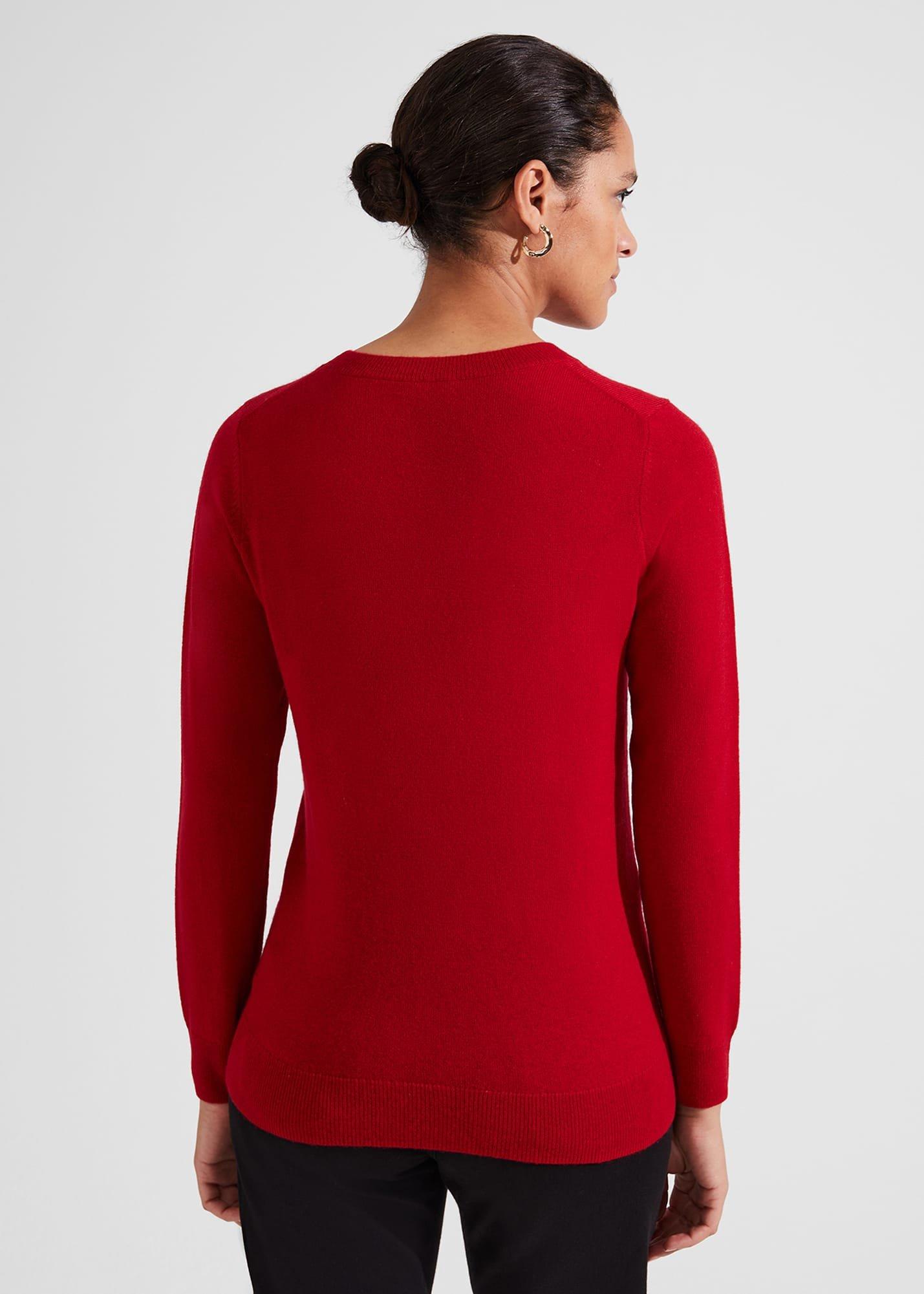 Samira Wool Cashmere Star Jumper, Red Ivory, hi-res