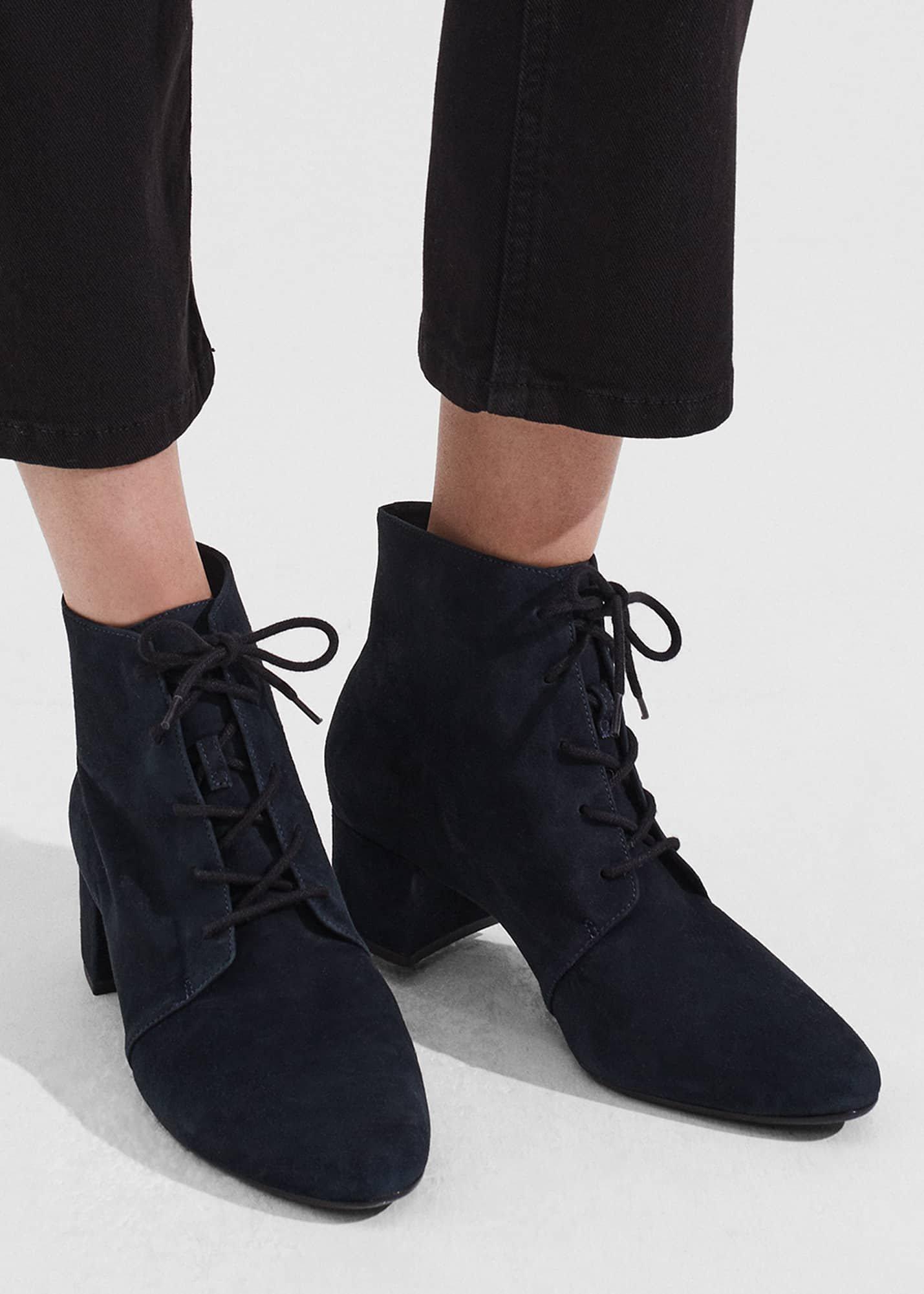 Hetty Lace Up Ankle Boots, Navy, hi-res