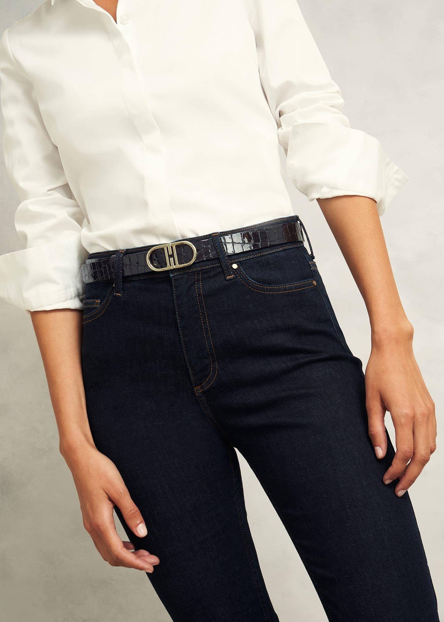 Kiera Leather Hip Belt, Black, hi-res