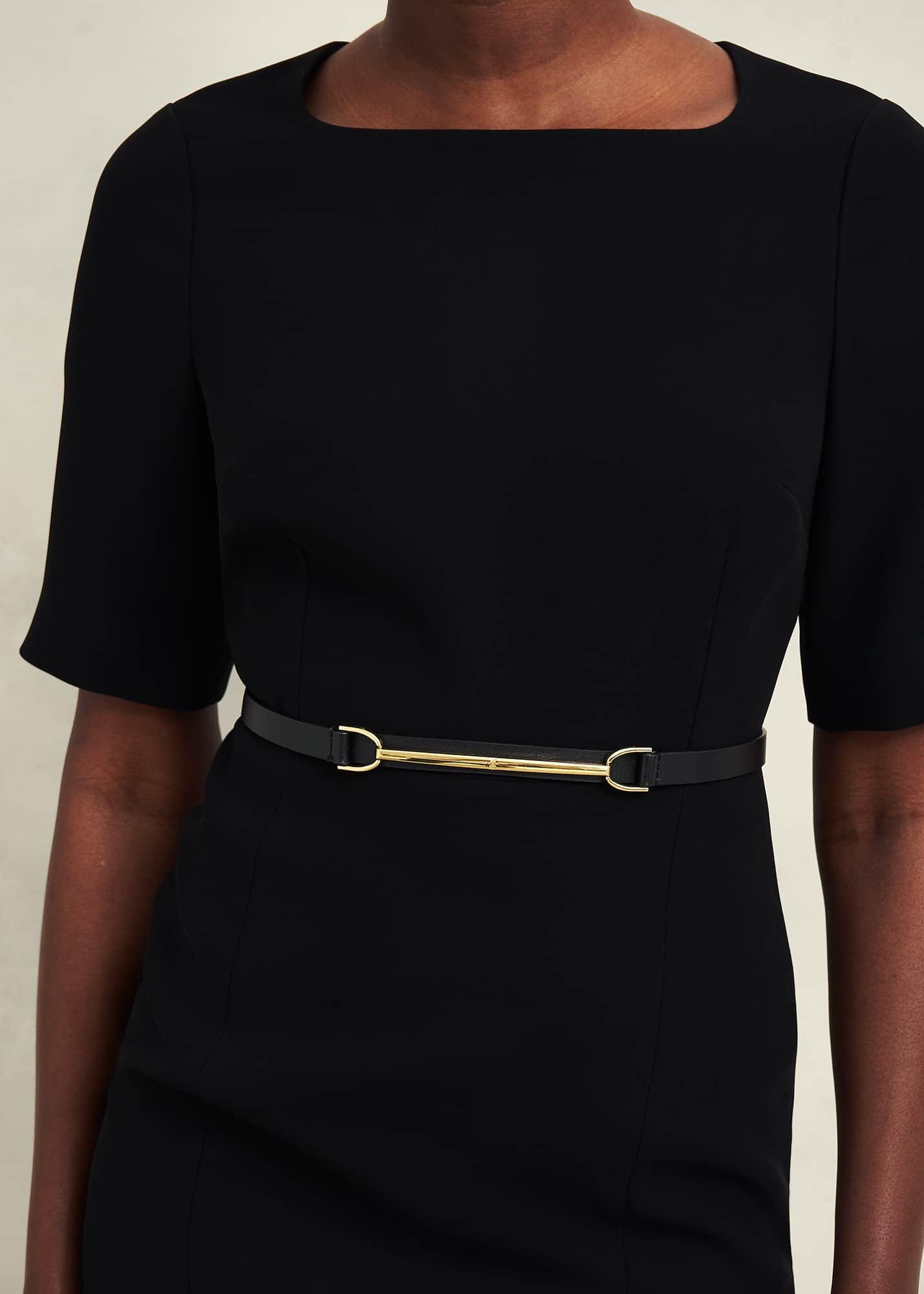 Daphne Leather Waist Belt, Black, hi-res