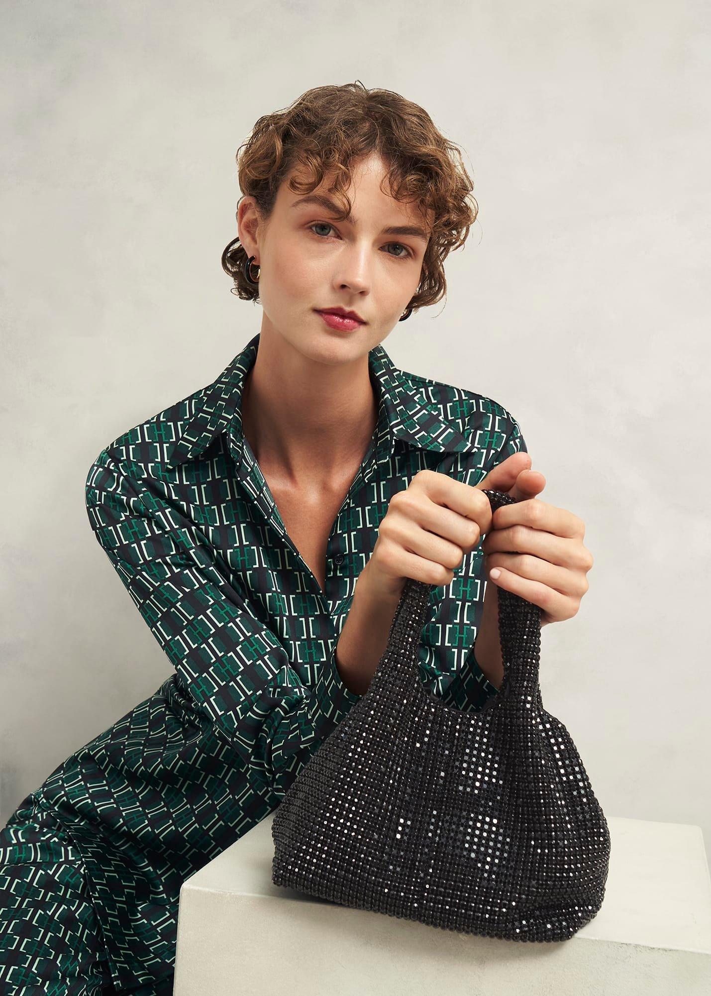 Kamala Jewelled Bag, Black, hi-res