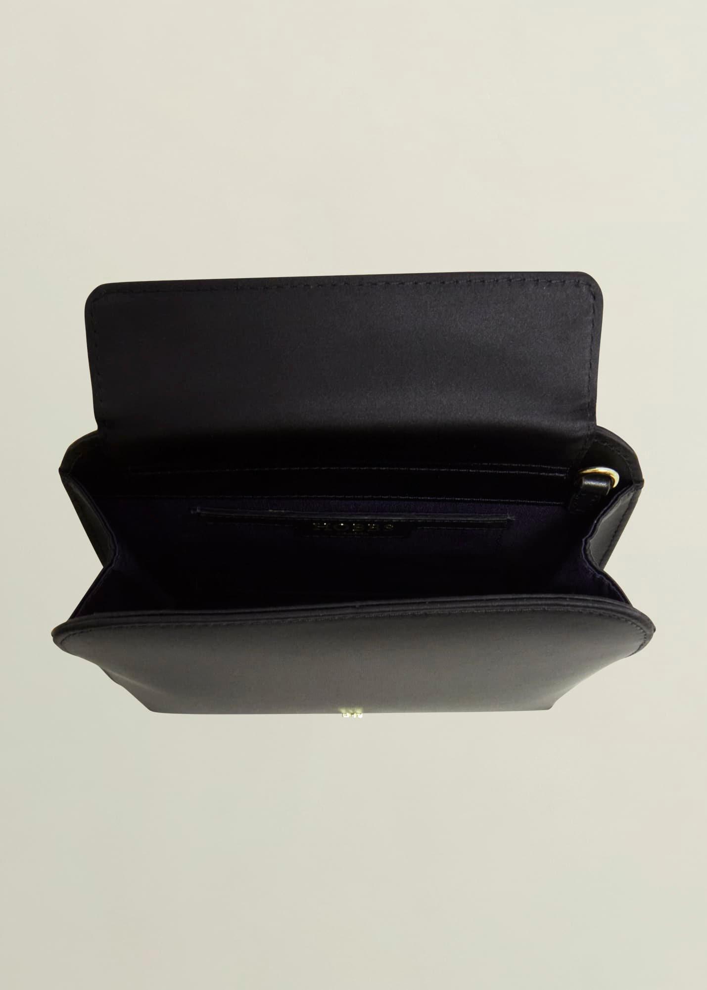 Milan Satin Clutch Bag, Black, hi-res