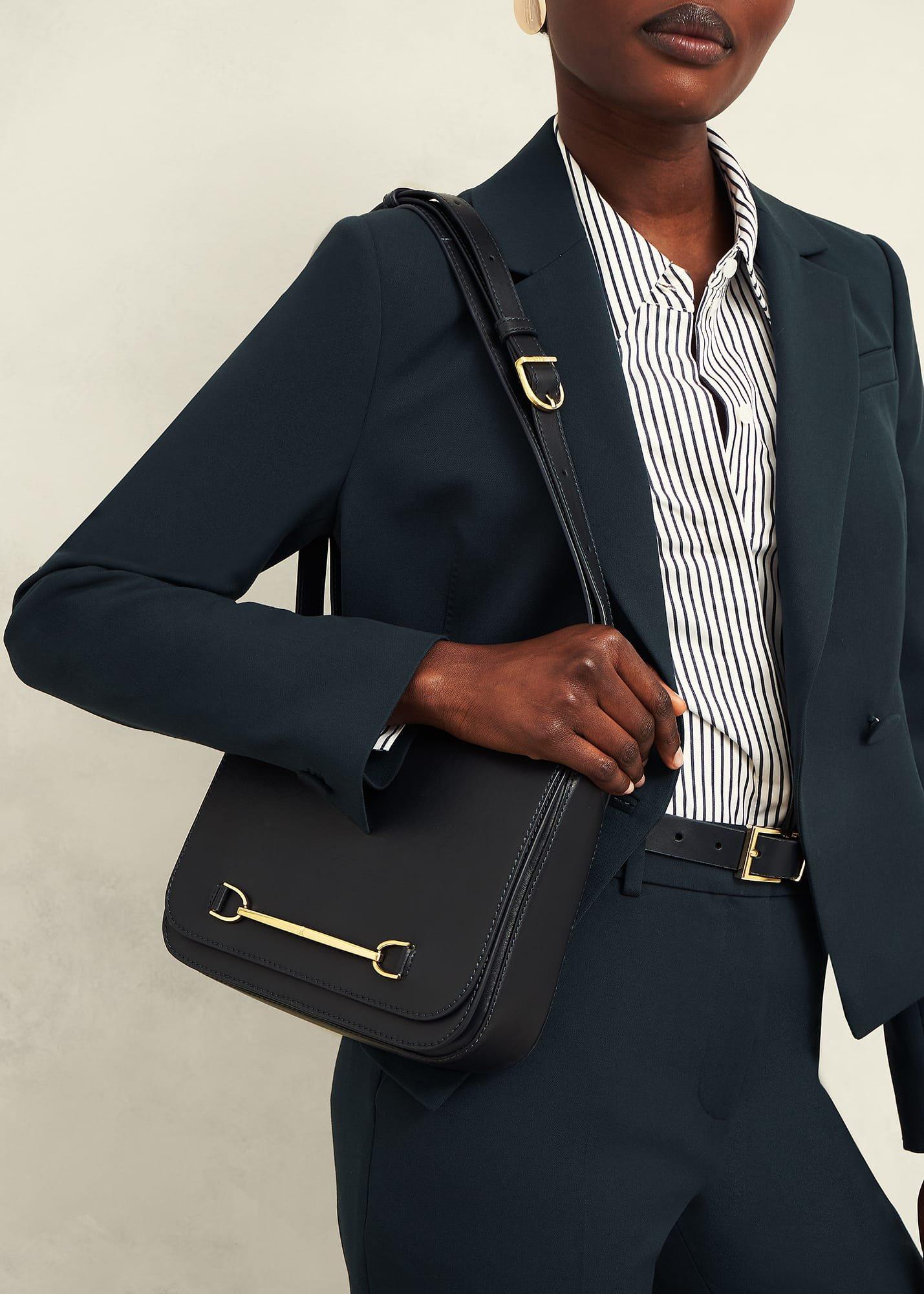 Keighley Leather Cross Body Bag, Navy, hi-res