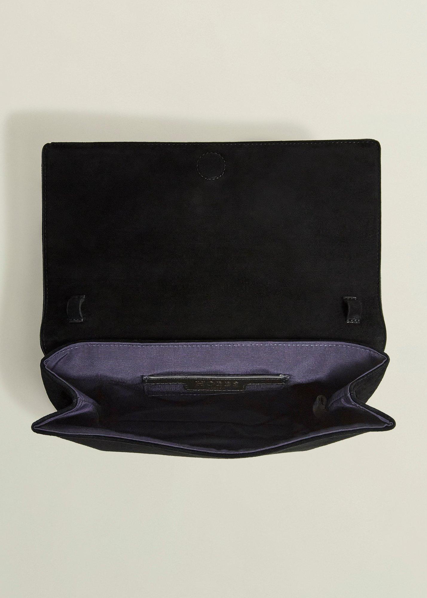 Renata Suede Clutch Bag, Black, hi-res