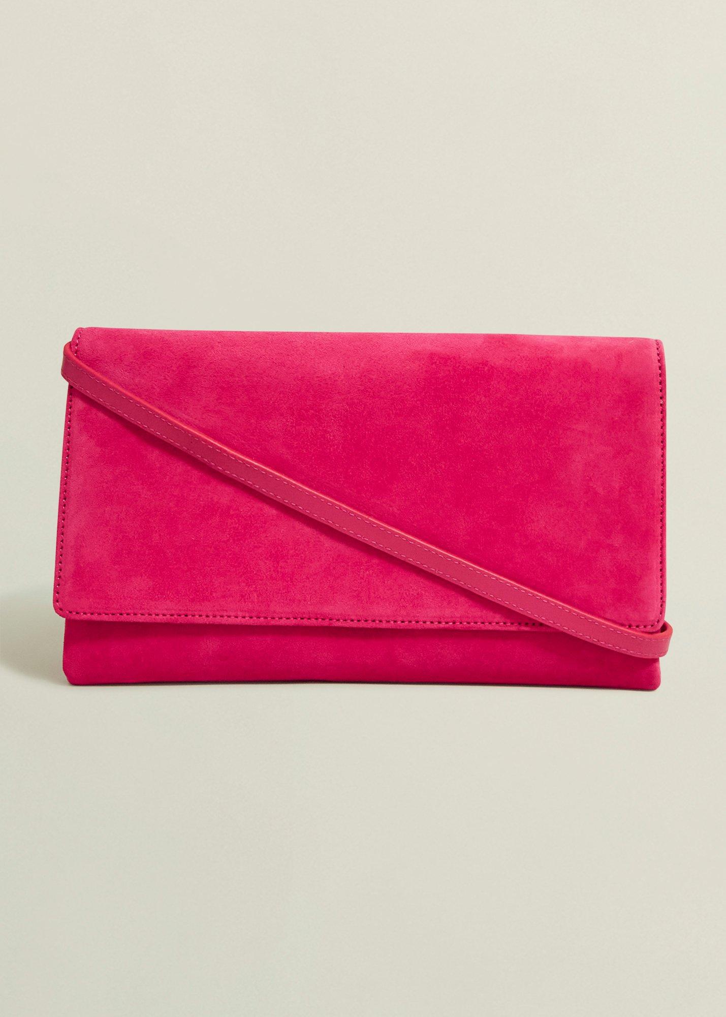 Renata Suede Clutch, Zinnia Pink, hi-res
