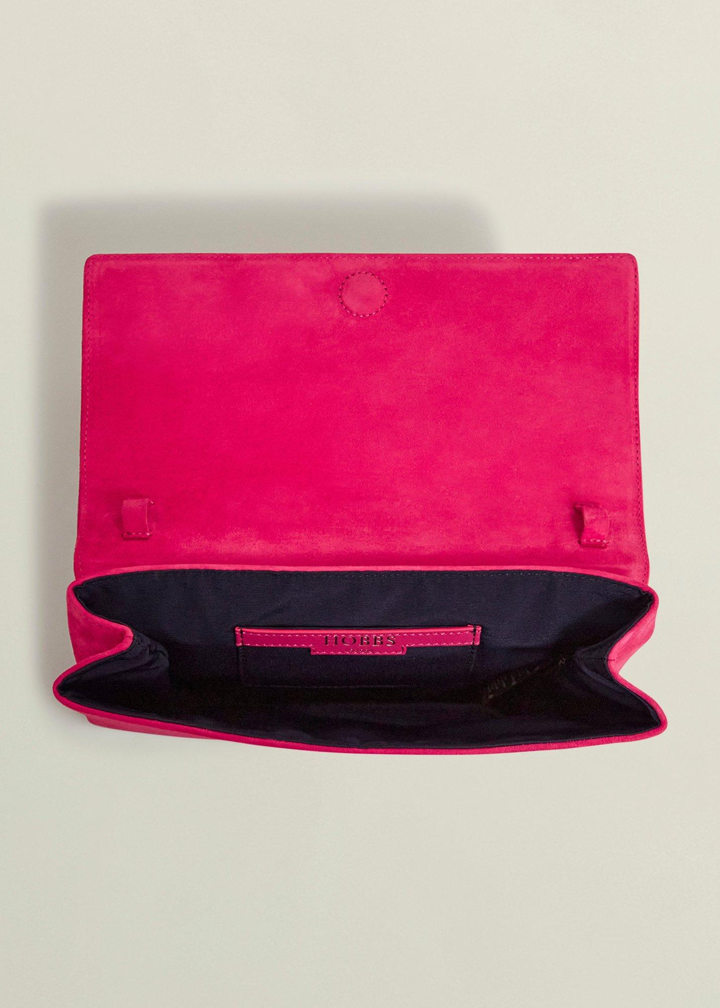 Renata Suede Clutch, Zinnia Pink, hi-res