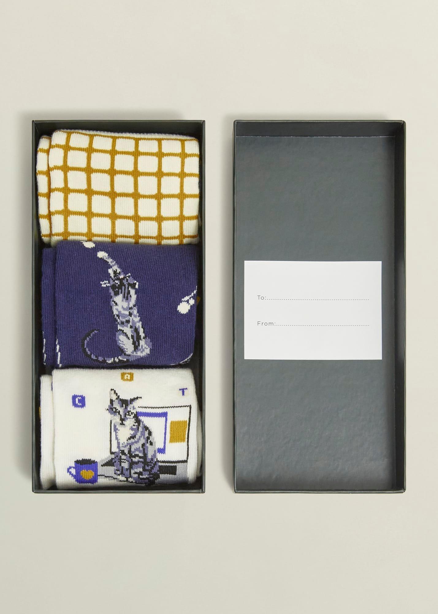 Working From Home Cat Sock Set, Multi, hi-res