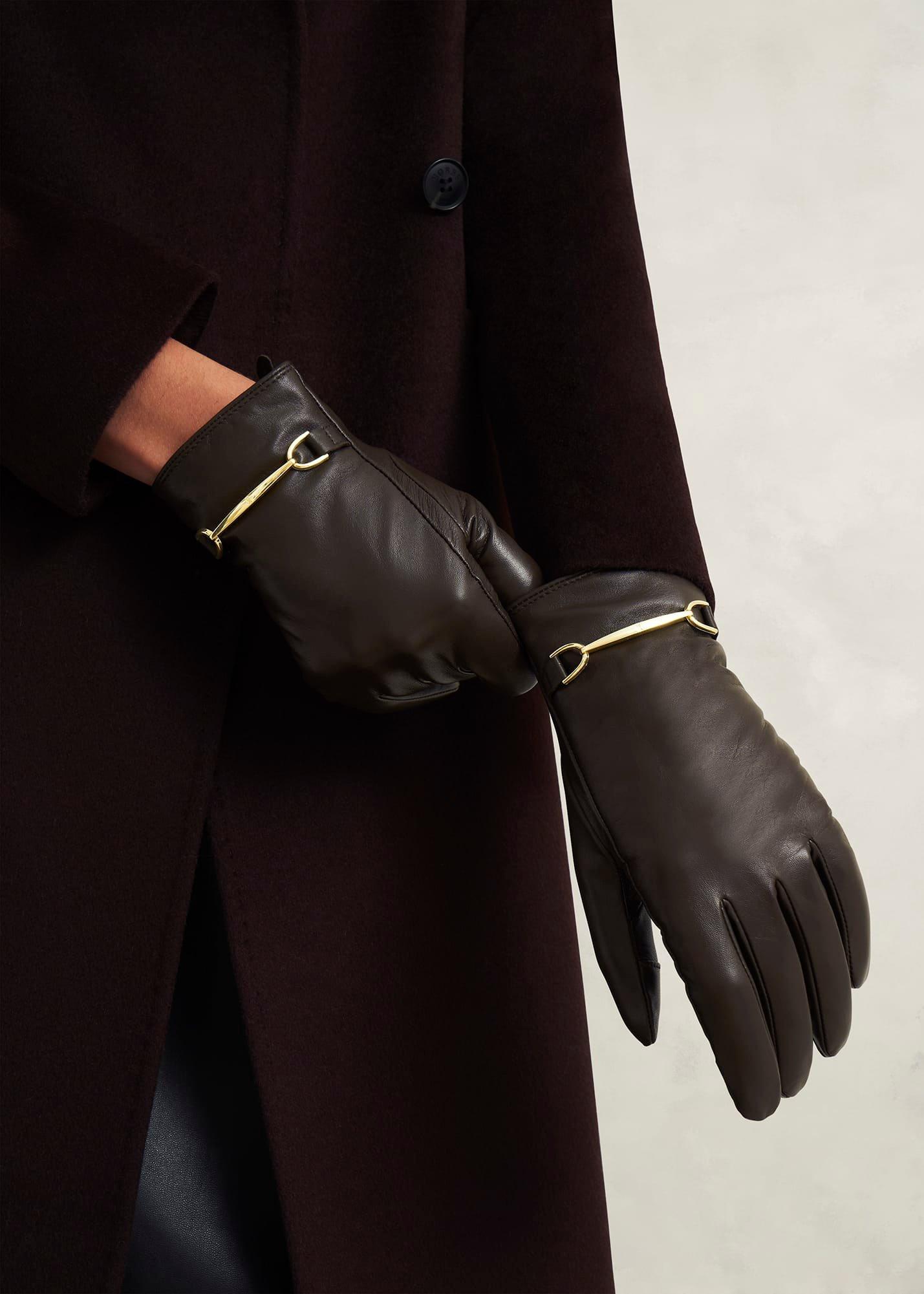 Tara Leather Gloves, Chocolate Brown, hi-res