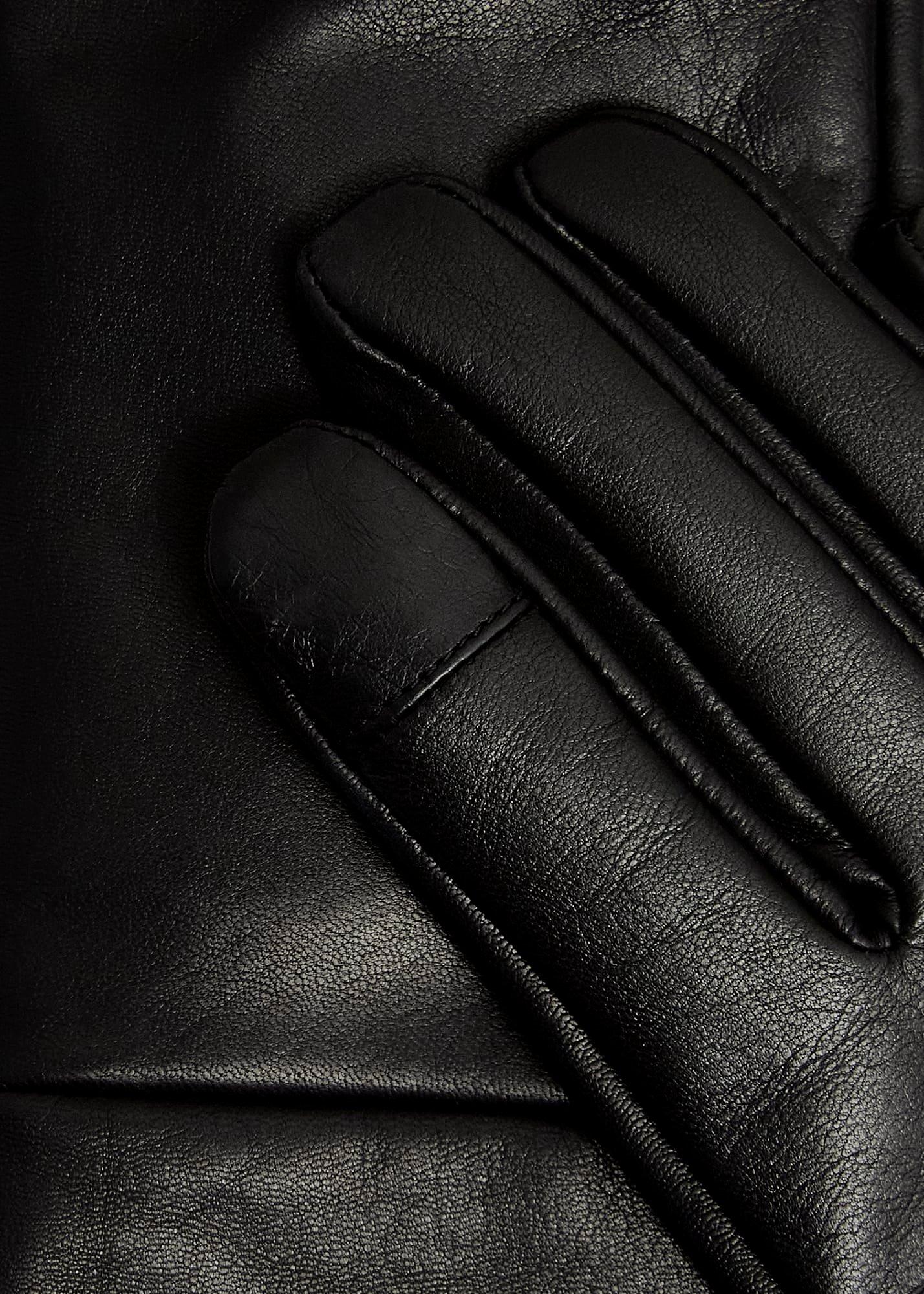Meghan Leather Long Gloves, Black, hi-res