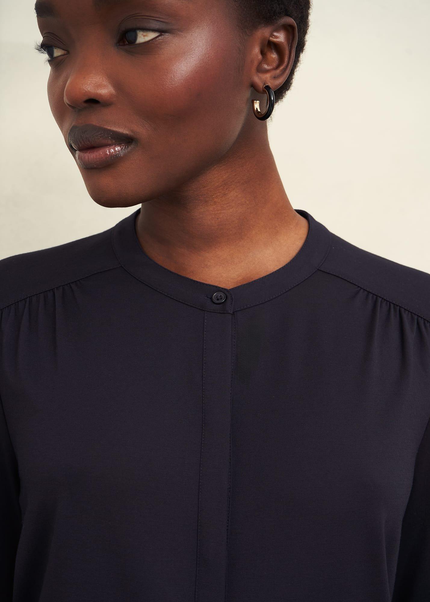 Alana Jersey Blouse, Hobbs Navy, hi-res