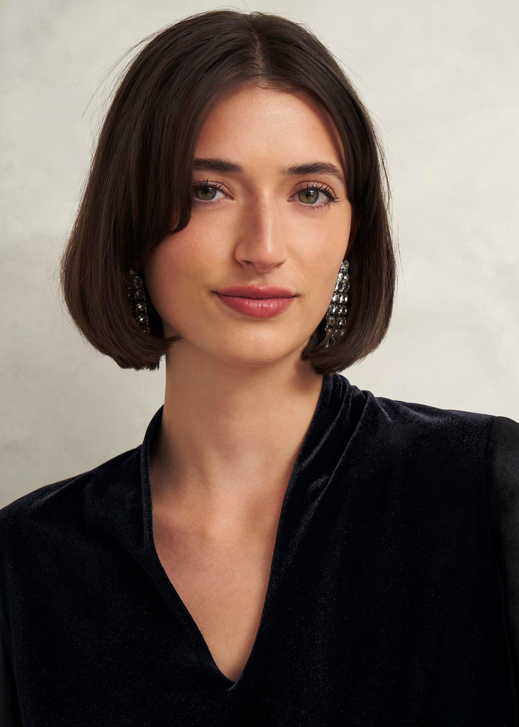 Aimee Velvet Top, Black, hi-res