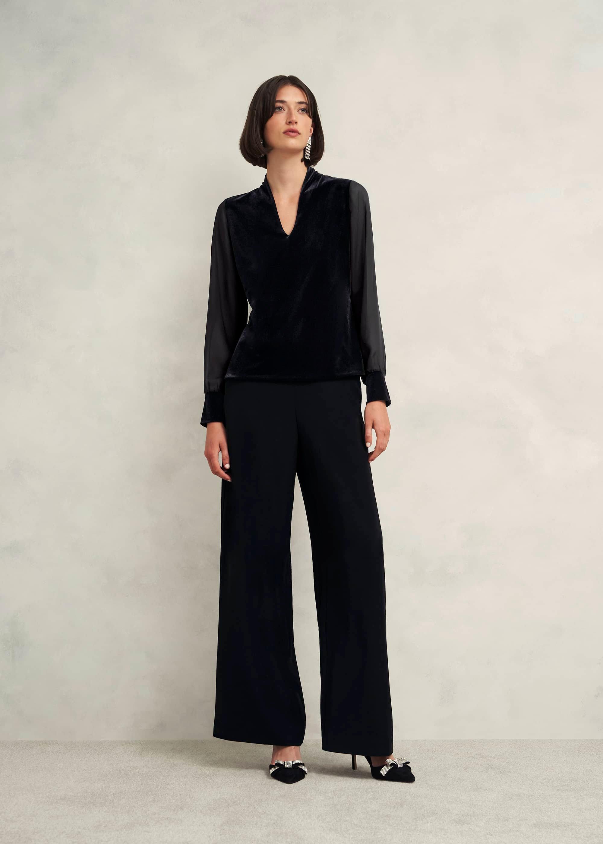 Aimee Velvet Top, Black, hi-res