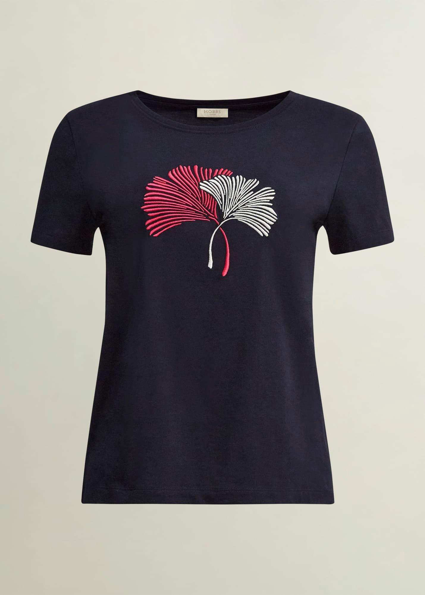 Pixie Cotton Embroidered T-Shirt, Hobbs Navy, hi-res