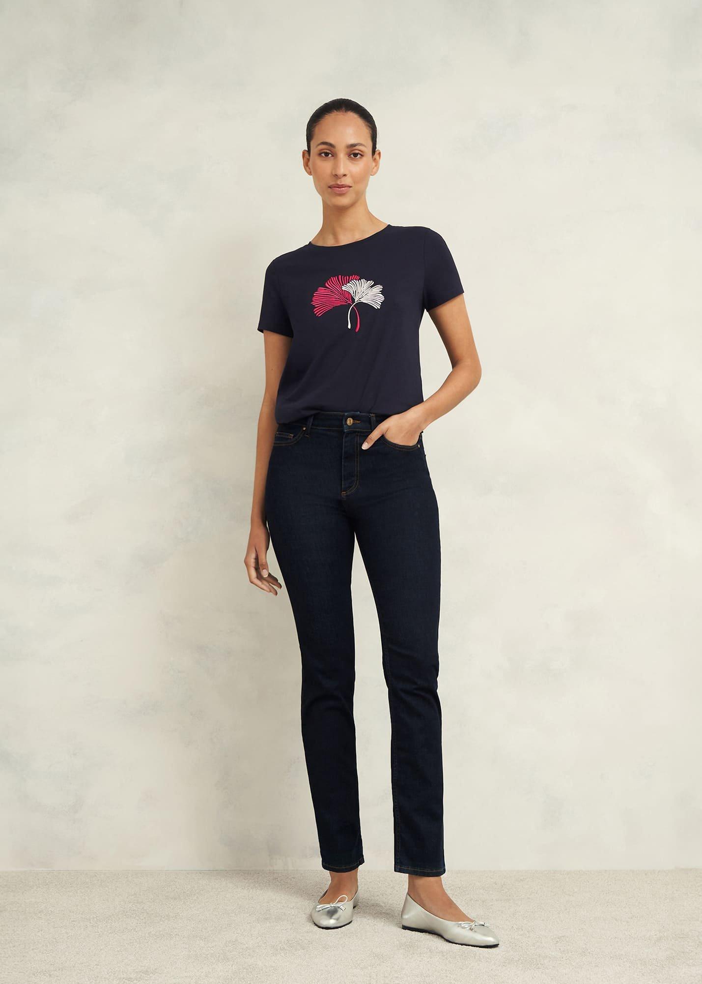 Pixie Cotton Embroidered T-Shirt, Hobbs Navy, hi-res