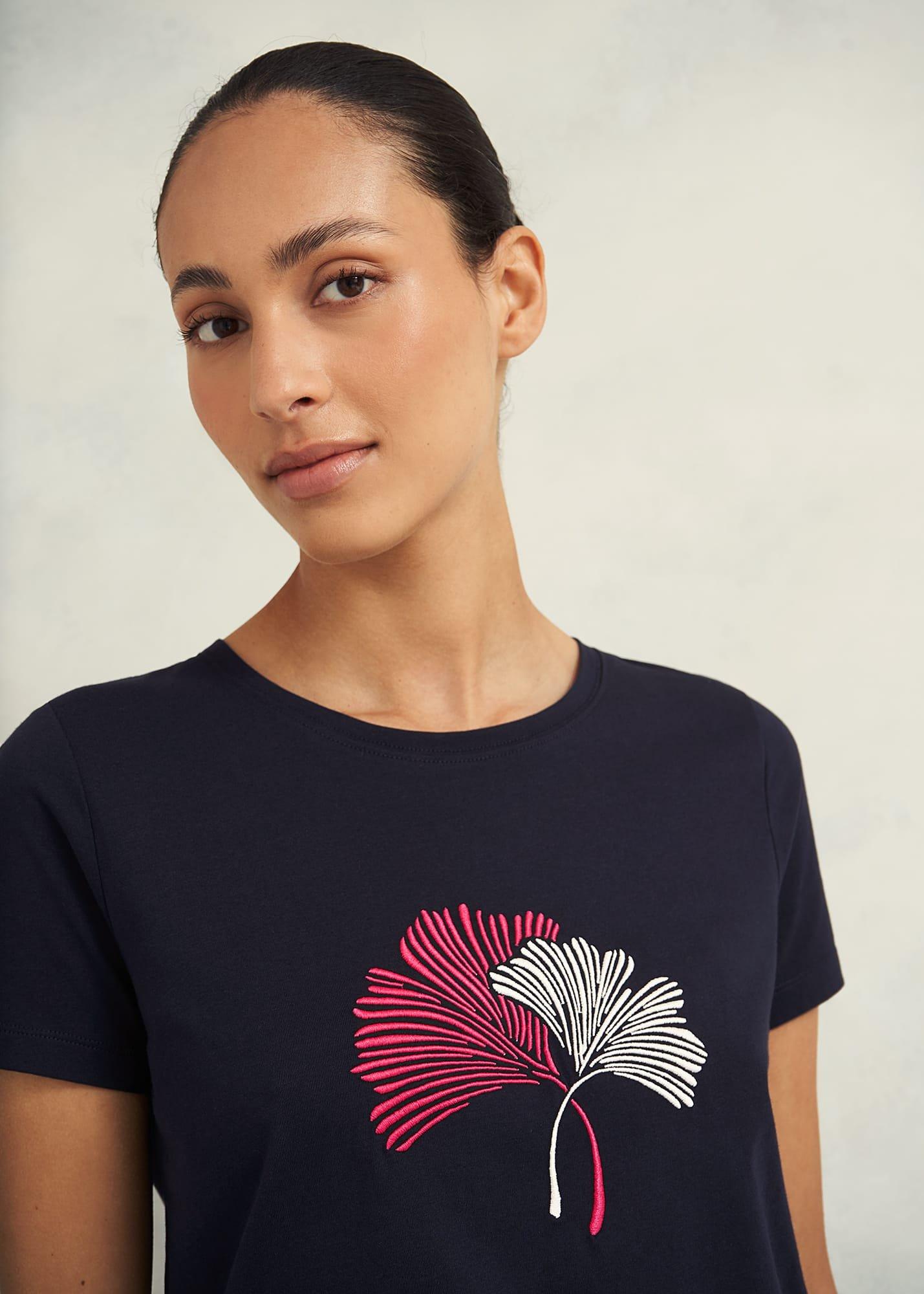 Pixie Cotton Embroidered T-Shirt, Hobbs Navy, hi-res