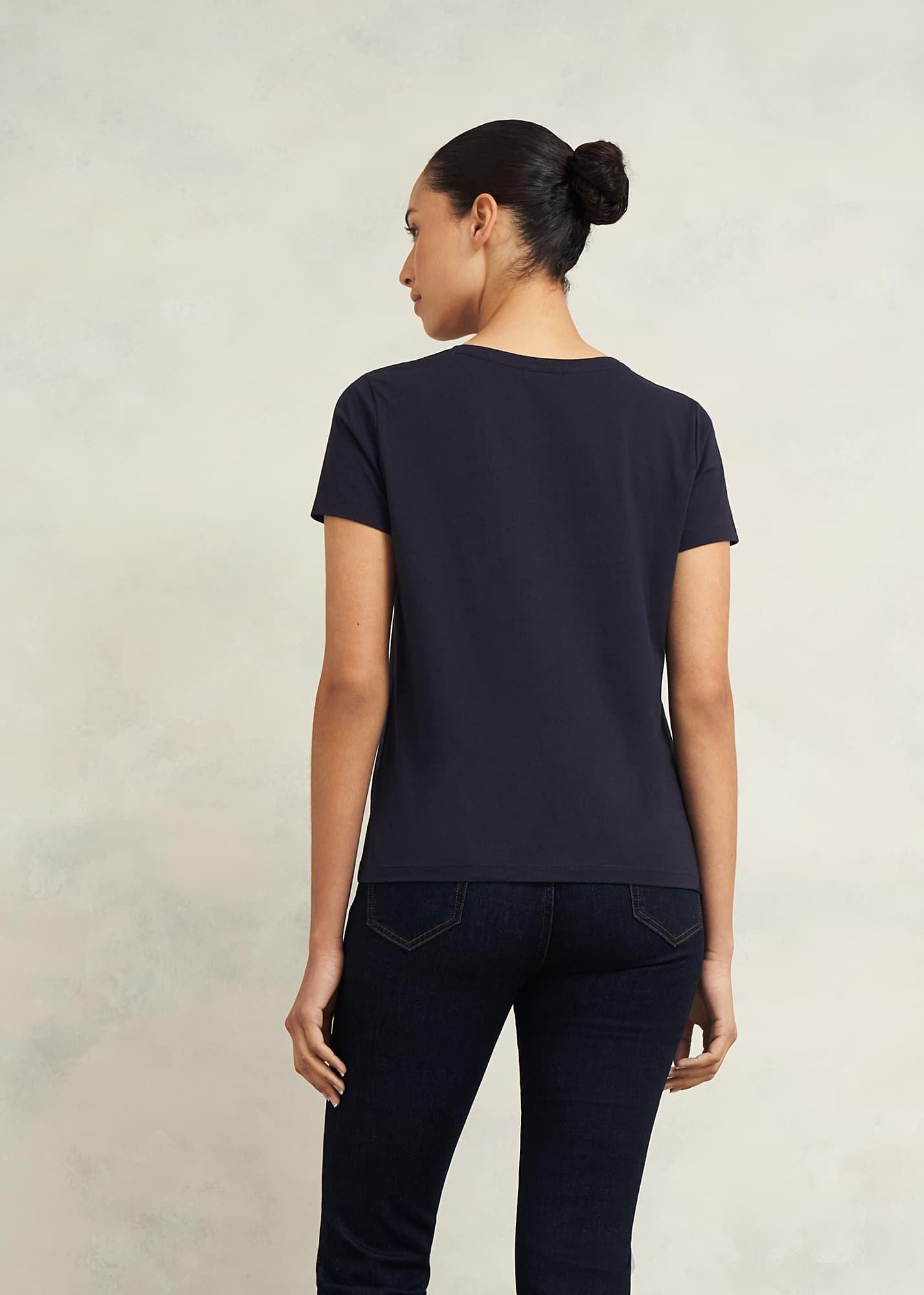Pixie Cotton Embroidered T-Shirt, Hobbs Navy, hi-res