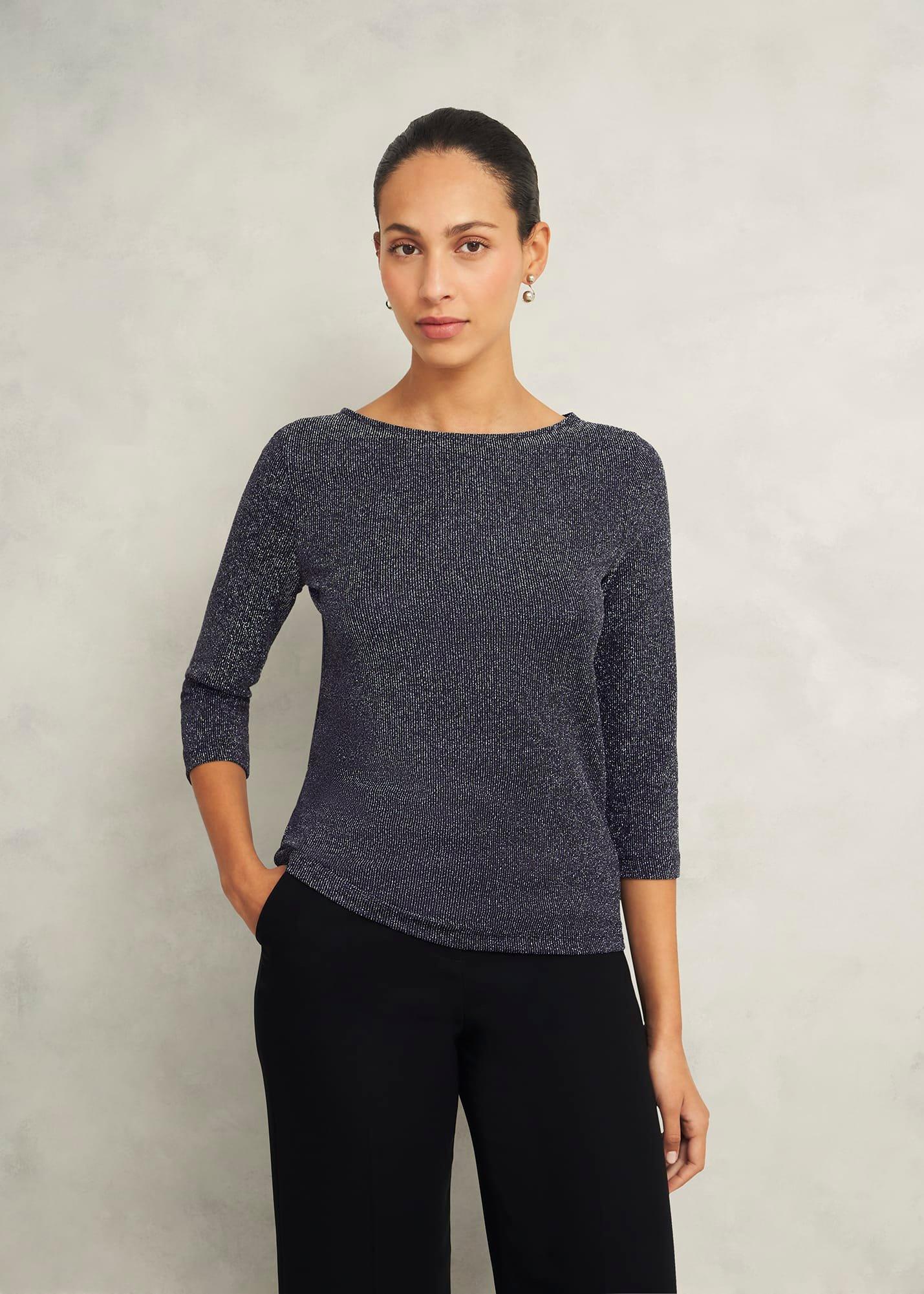 Sonya Sparkle Top, Black Silver, hi-res