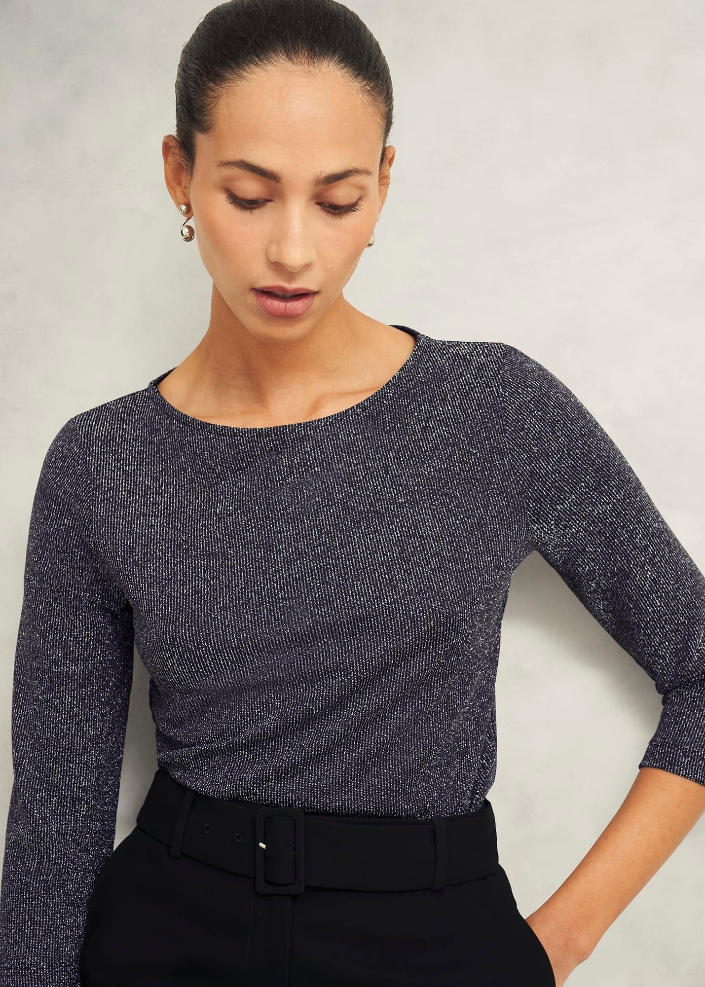 Sonya Sparkle Top, Black Silver, hi-res