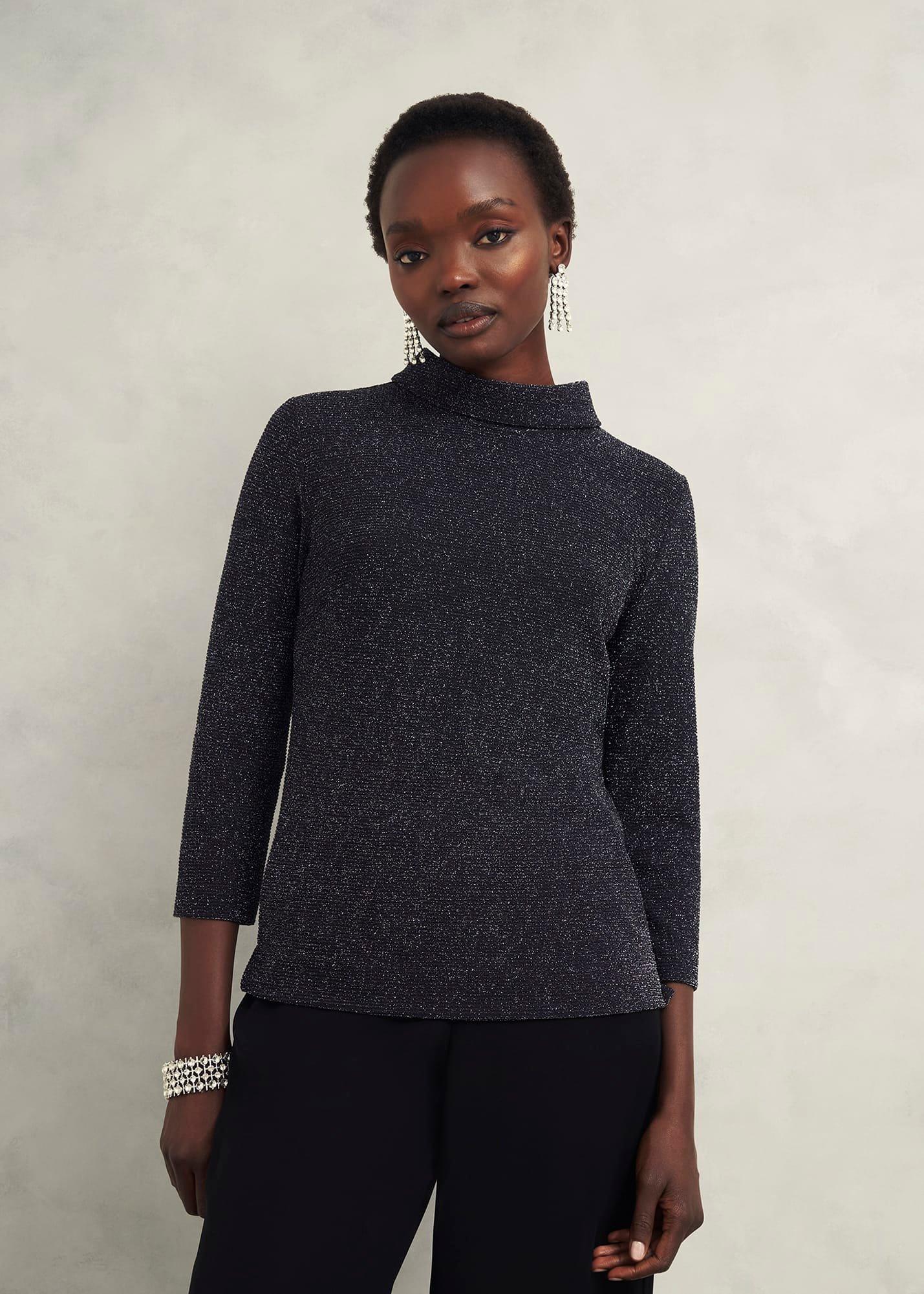 Tali Sparkle Top, Black Silver, hi-res