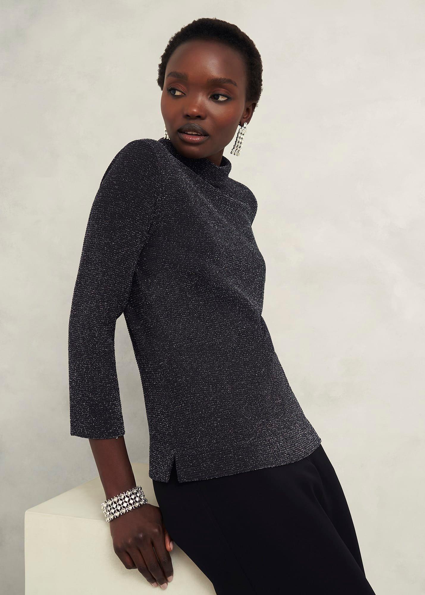 Tali Sparkle Top, Black Silver, hi-res