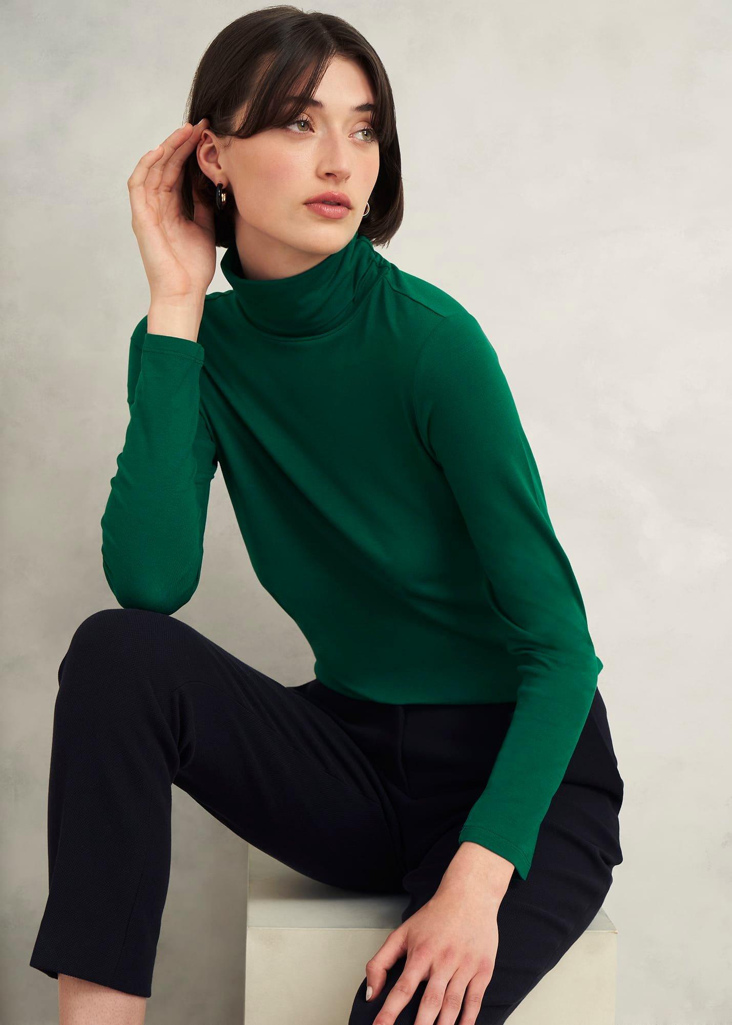 Mischa Roll Neck Top, Agate Green, hi-res