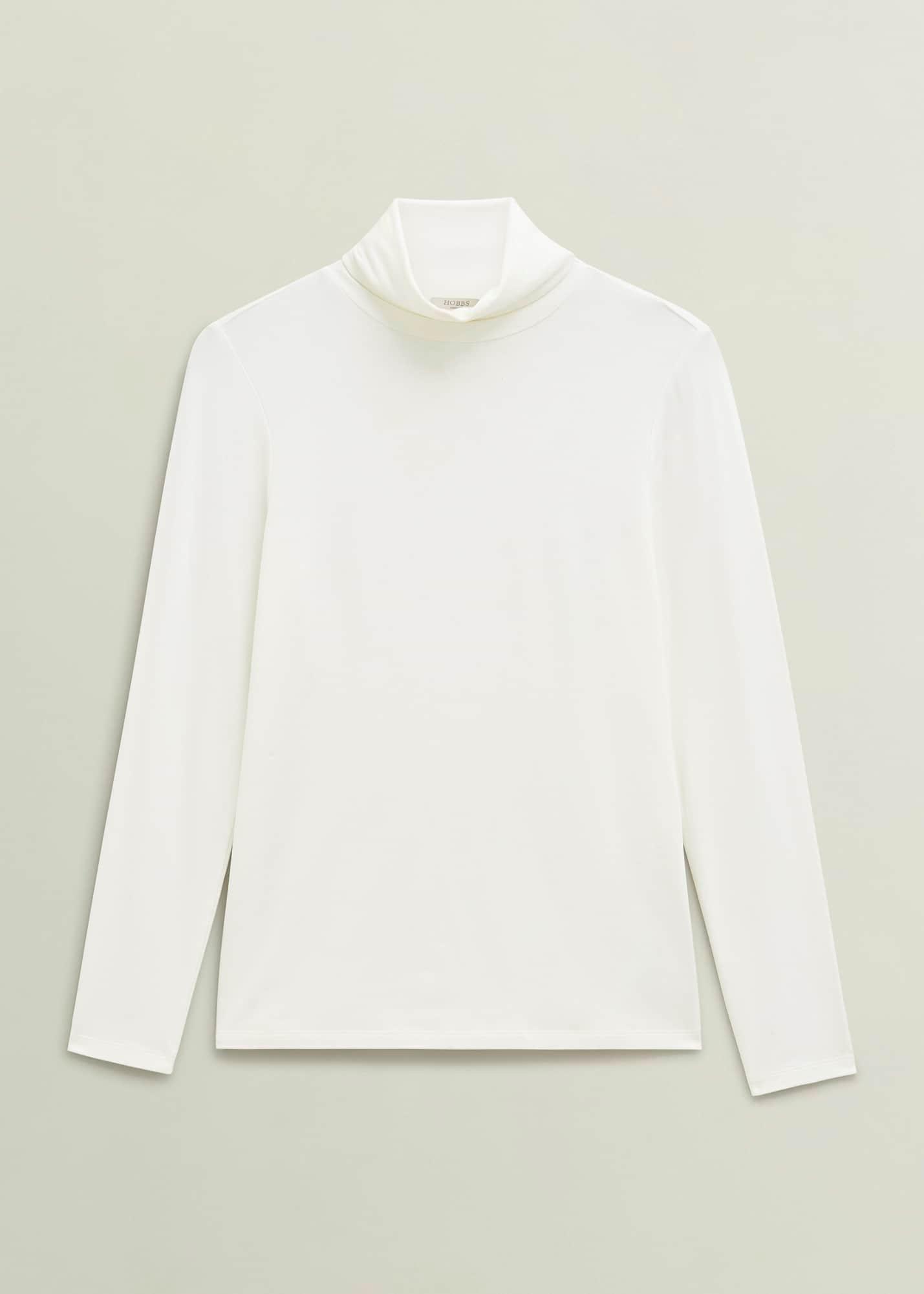 Mischa Roll Neck Top, Hobbs Ivory, hi-res