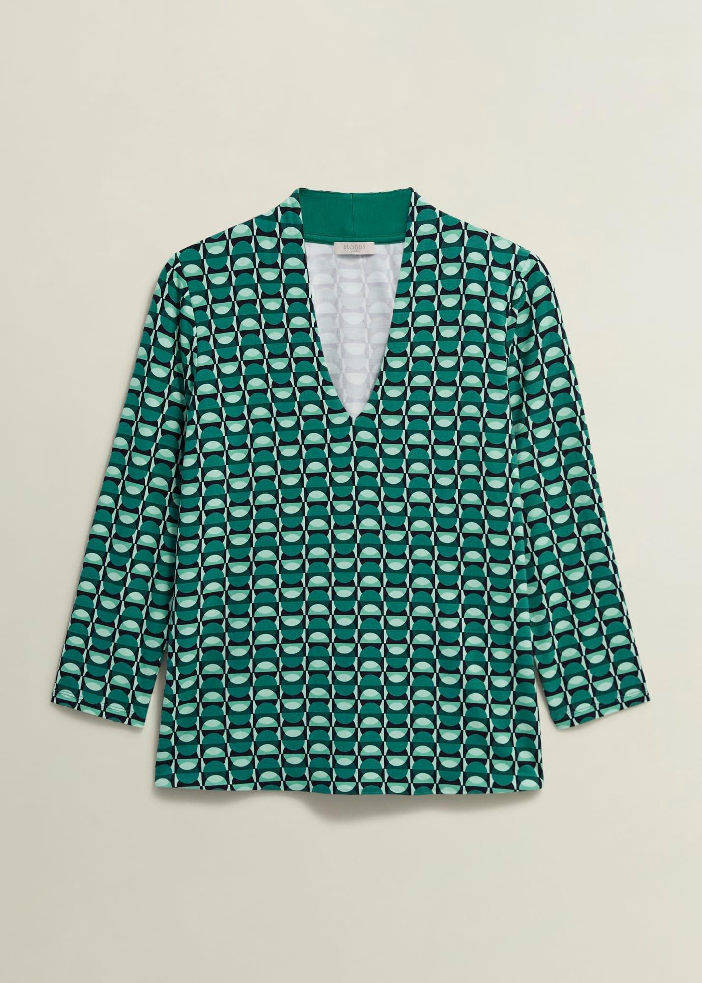 Aimee Printed Top, Agate Green, hi-res