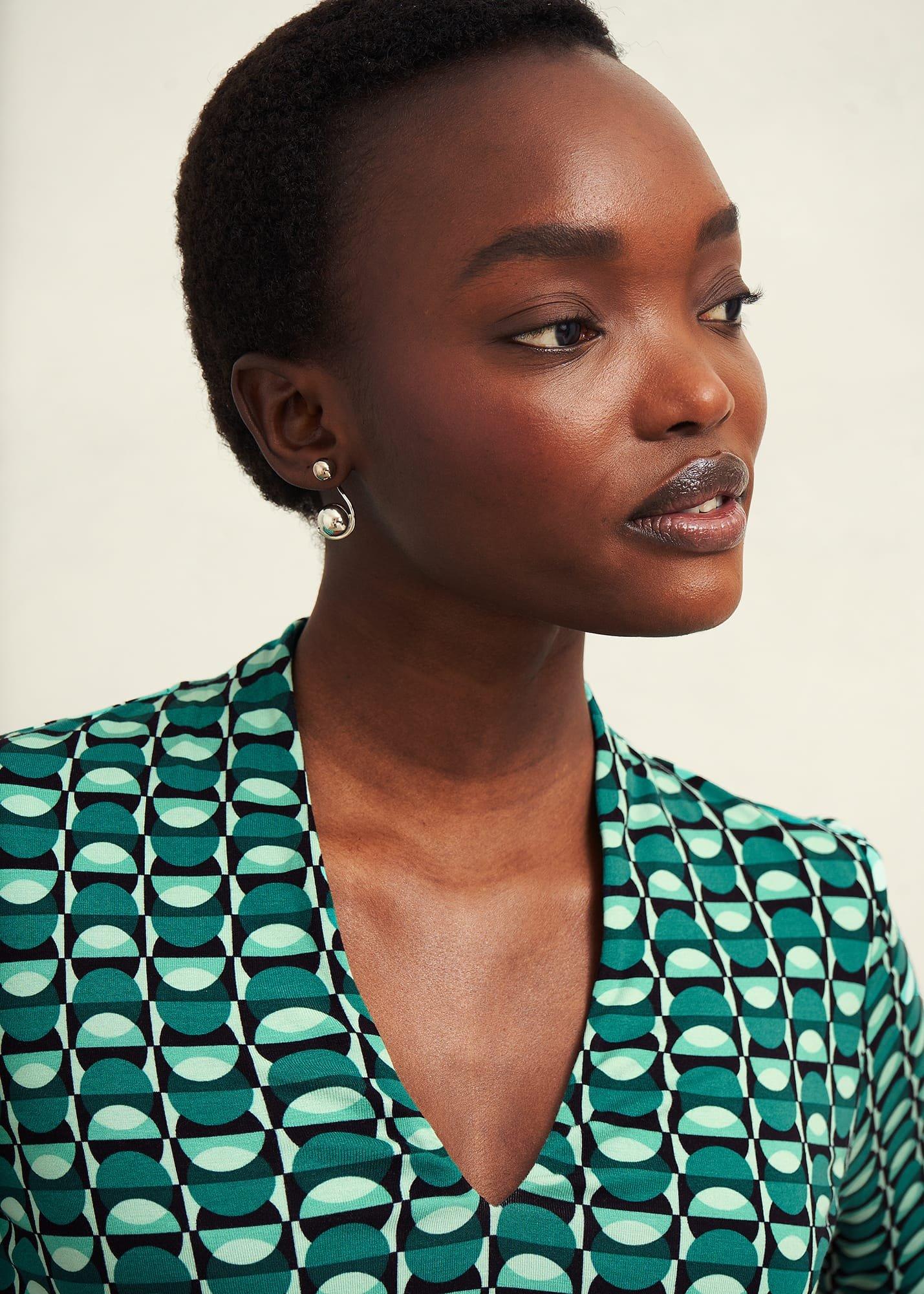 Aimee Printed Top, Agate Green, hi-res