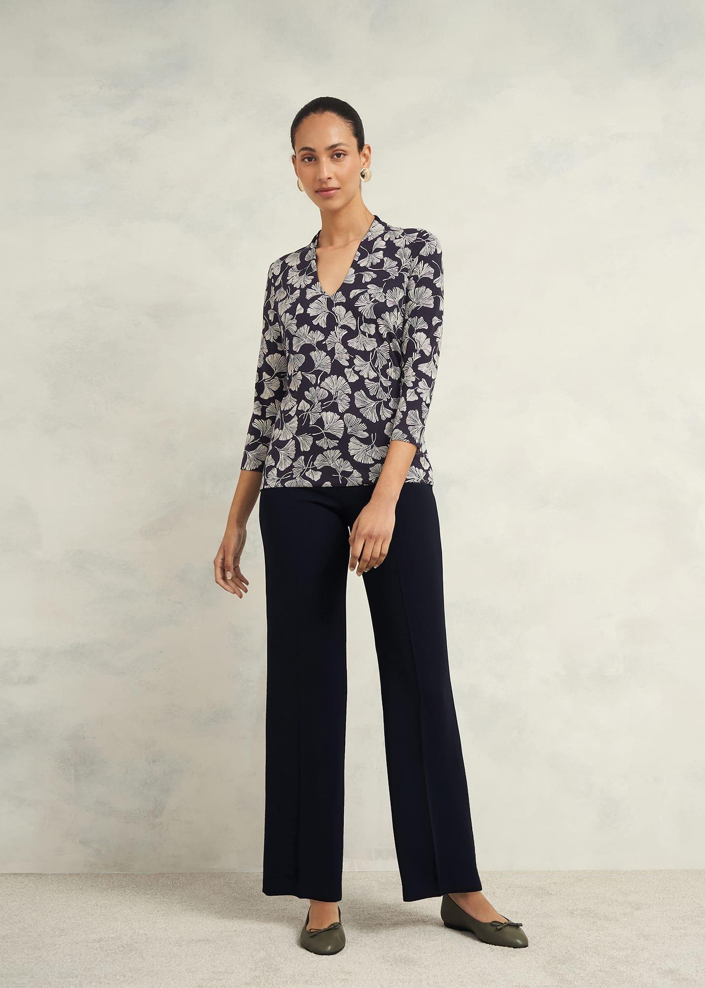 Aimee Printed Top, Navy Ivory, hi-res